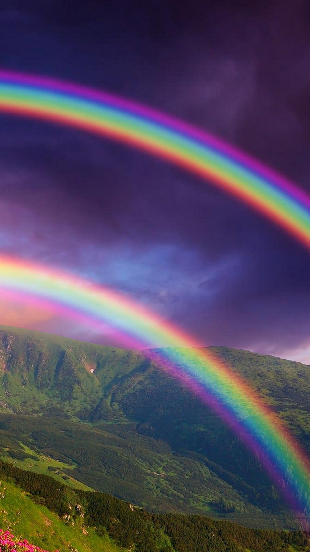 Doppio arcobaleno su montagne, 1080x1920 Full HD Verticale, iPhone Pro Max