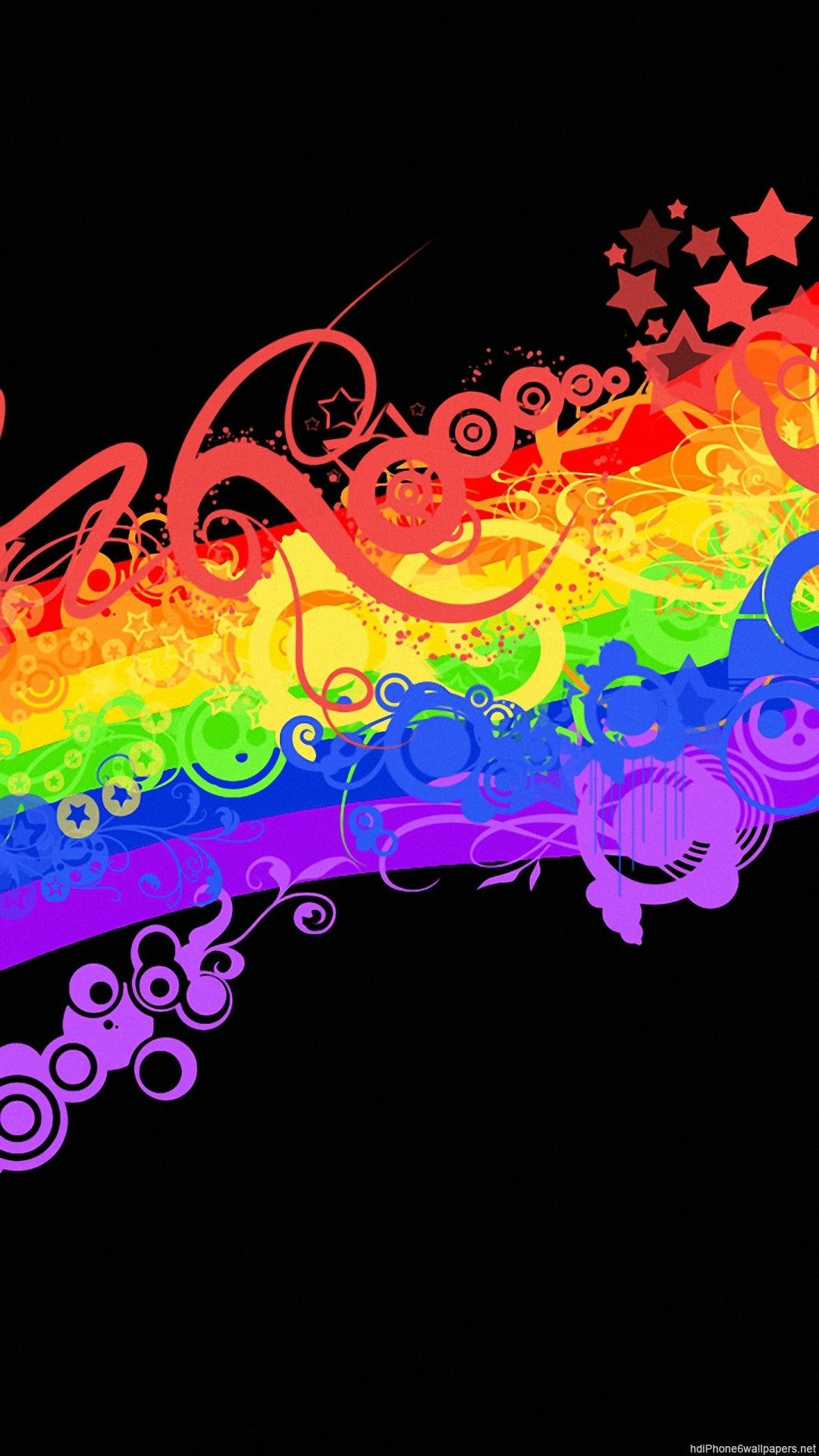 Arcobaleno astratto su nero, 1080x1920 Full HD Verticale, iPhone