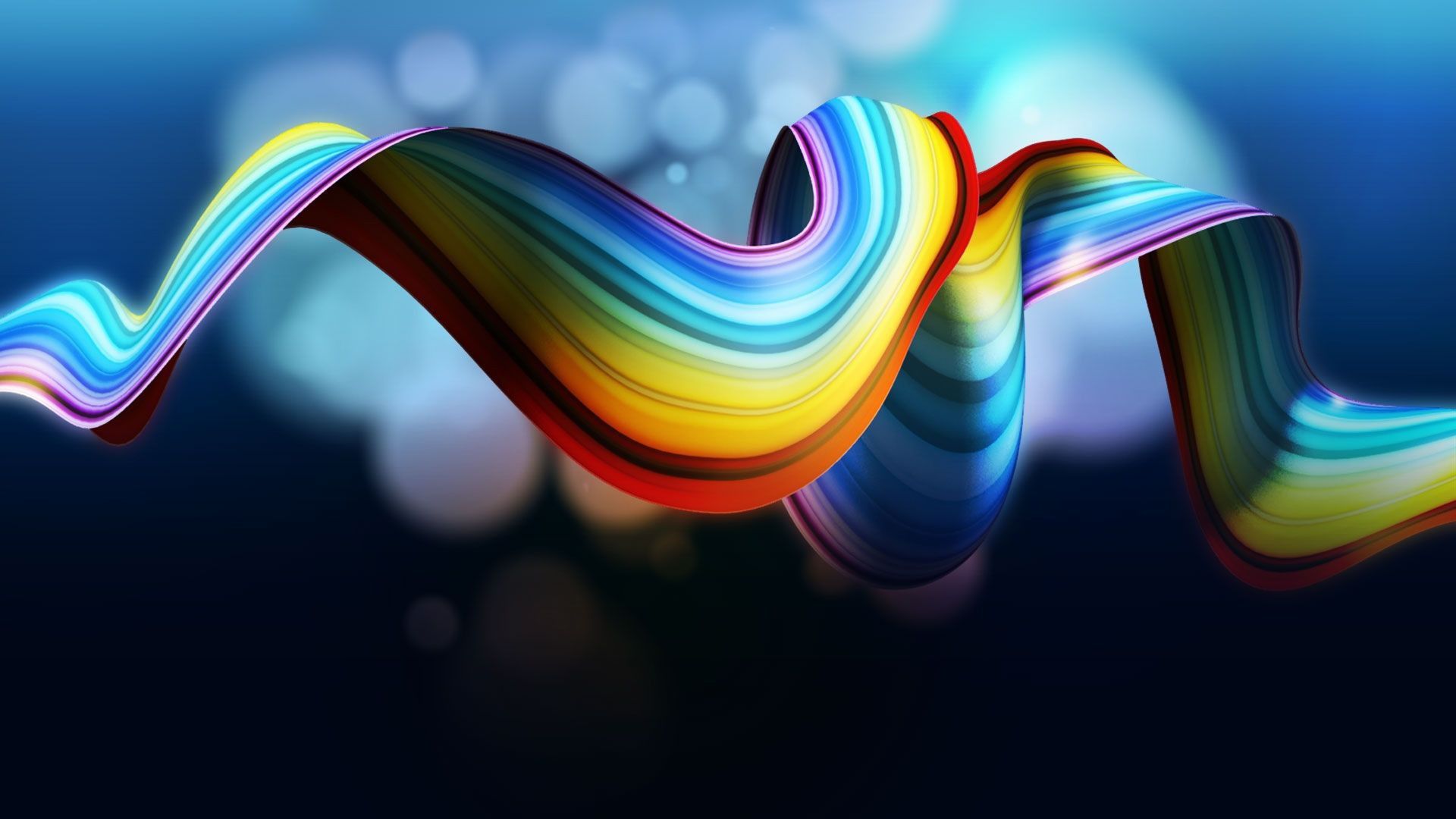 Nastro arcobaleno ondulato sfondo blu, 1920x1080 Full HD 1080p, Desktop