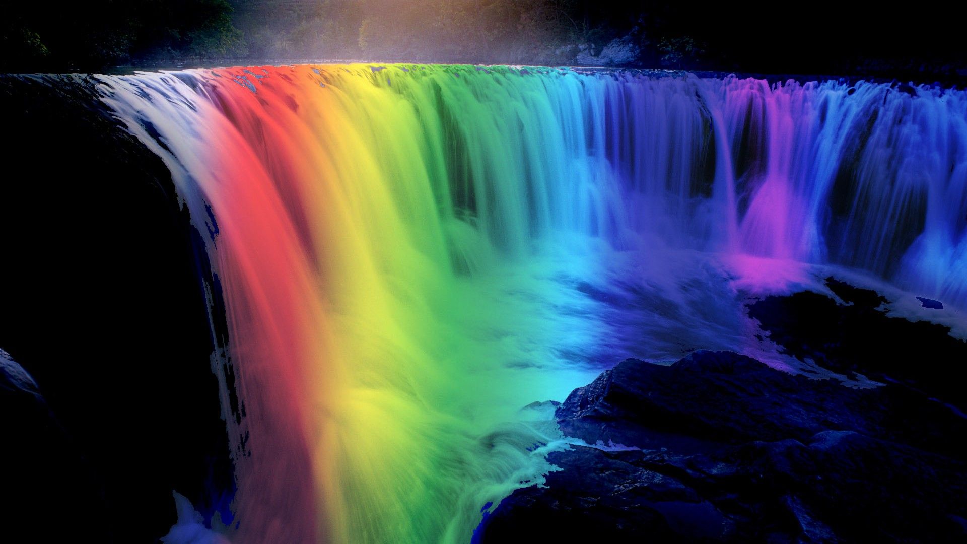 Cascata con luci arcobaleno, 1920x1080 Full HD, Desktop