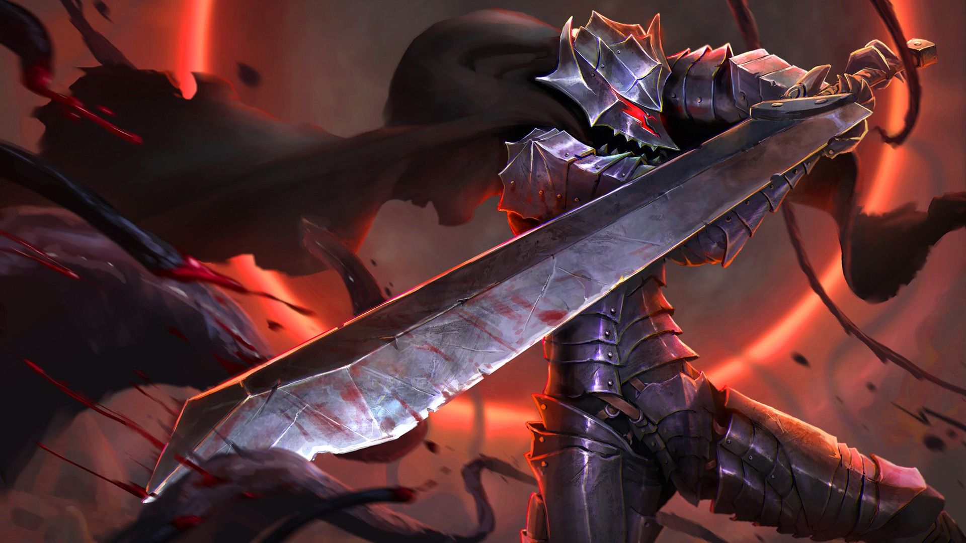 Guerriero Berserk armatura spada, Guts, 1920x1080 Full HD 1080p, Laptop