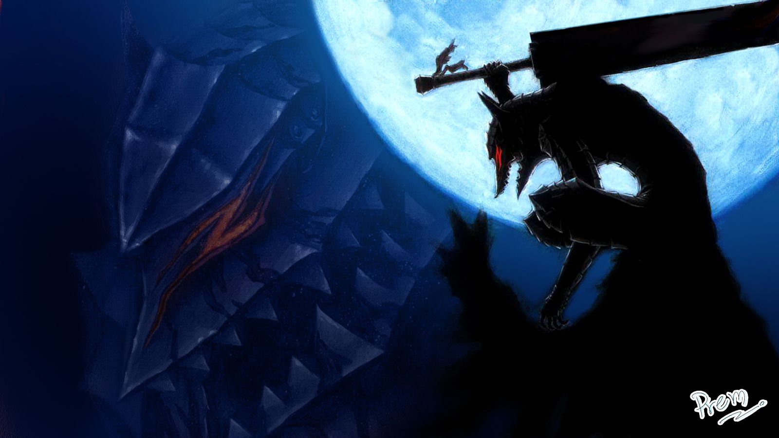 Guts Berserk armatura silhouette, 1600x900 900p, Laptop