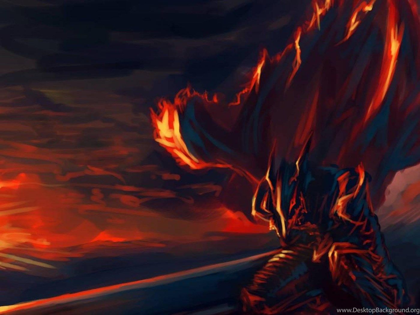 Guts Armatura Berserk fiamme rosse, 1400x1050 720p, PC
