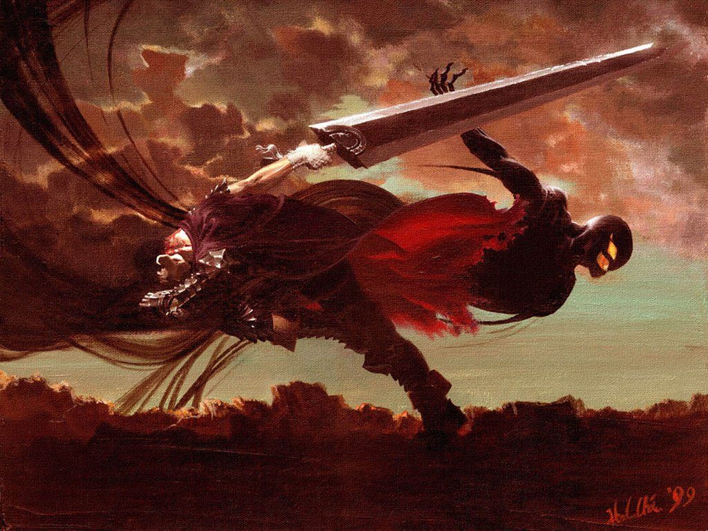 Guerriero con spada e mantello rosso, 1024x768 HD, PC