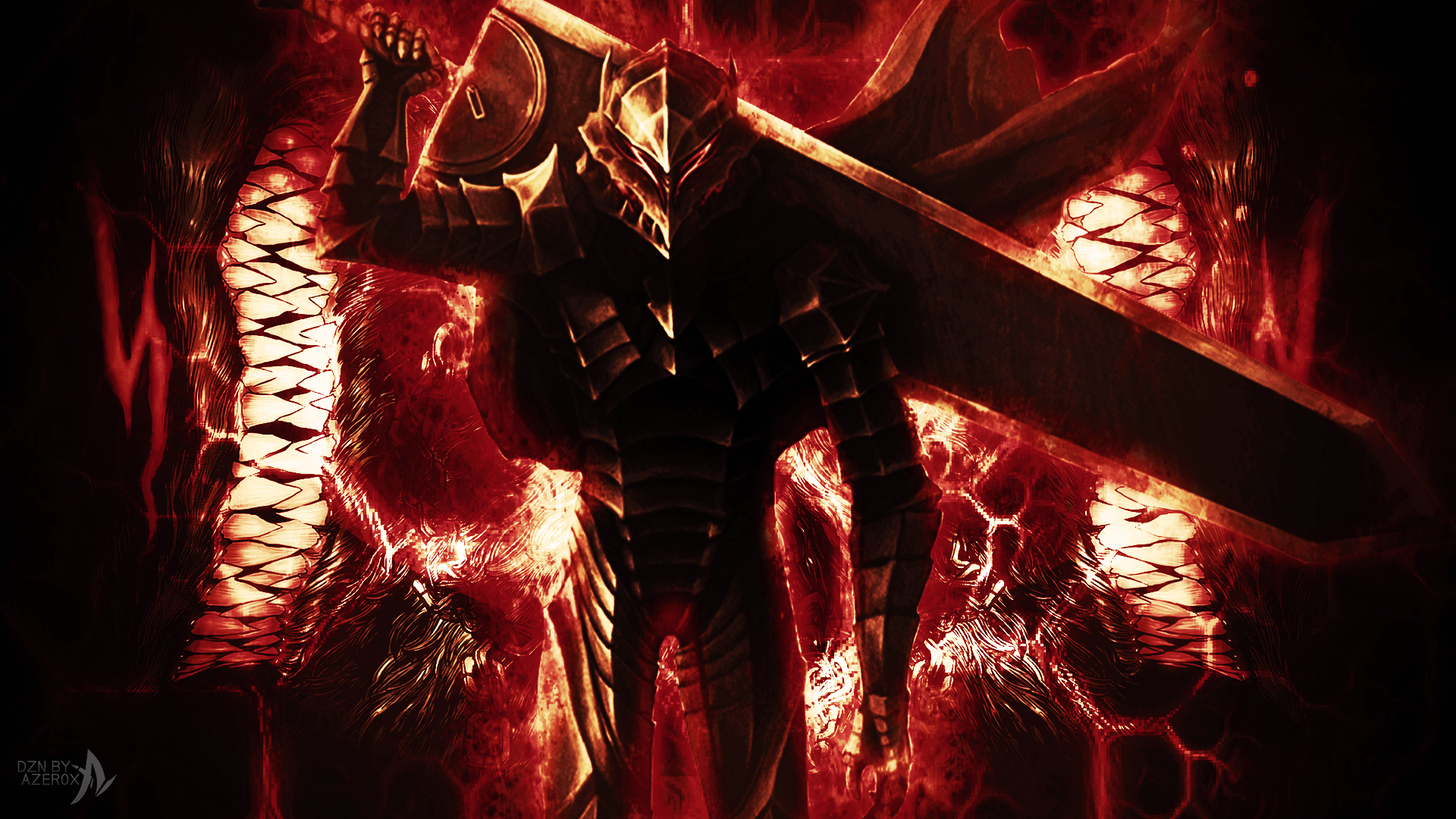Guerriero armatura Berserk fiamme rosse, 1920x1080 Full HD, Desktop