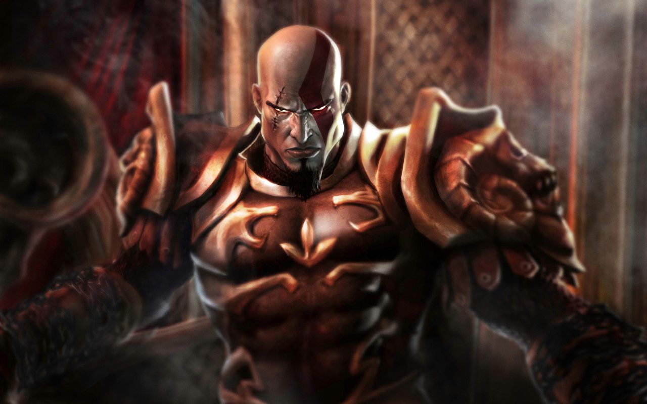 Guerriero Kratos armatura God of War, azione, 1280x800 HD, Desktop