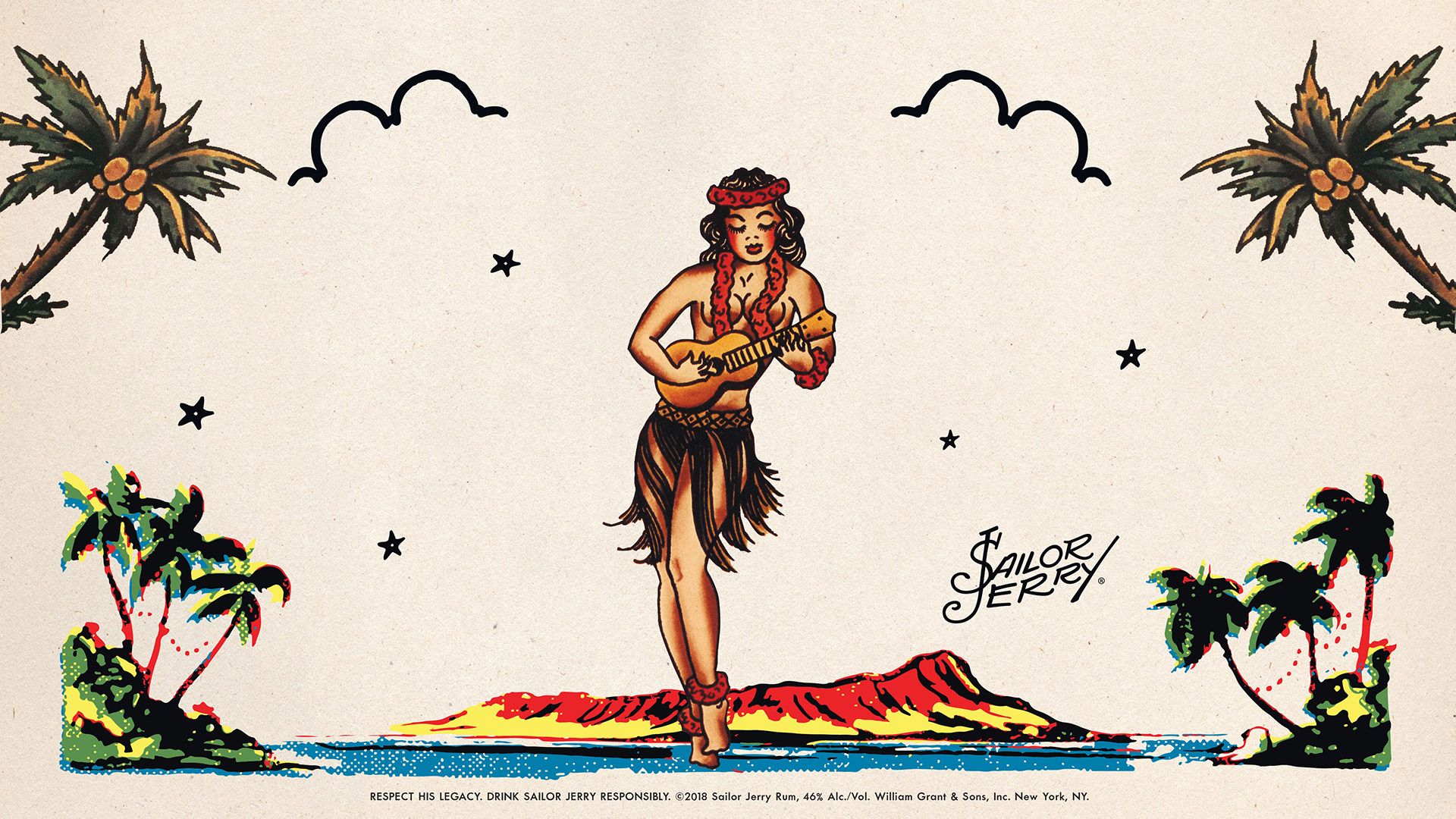 Sailor Jerry tattoo hula donna, 1920x1080 1080p, PC Desktop