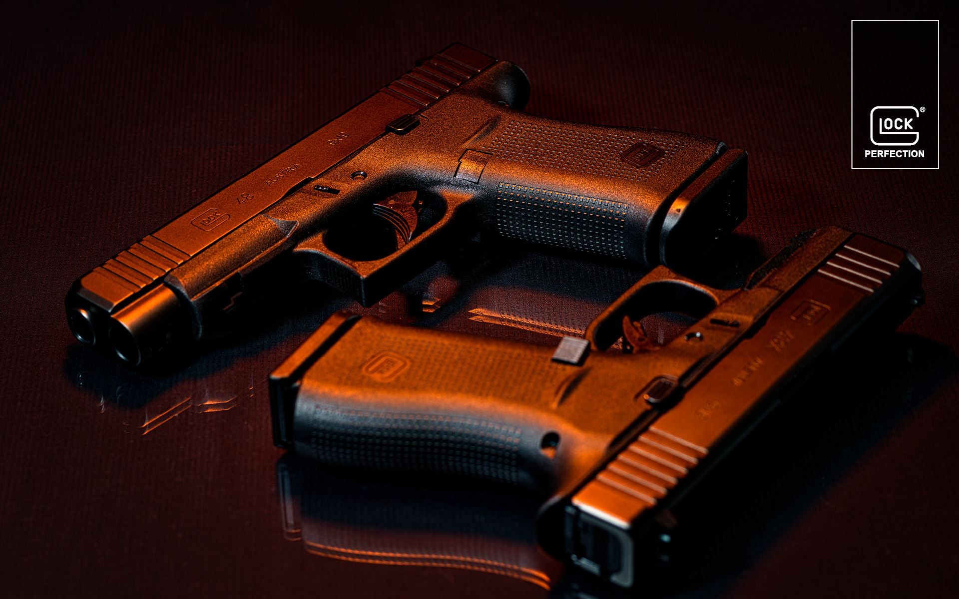 Pistole Glock riflesso arancione, 1920x1200 WUXGA, Desktop