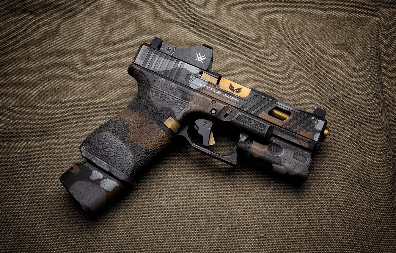 Pistola Glock camo mimetica, 1332x850 HD, Desktop