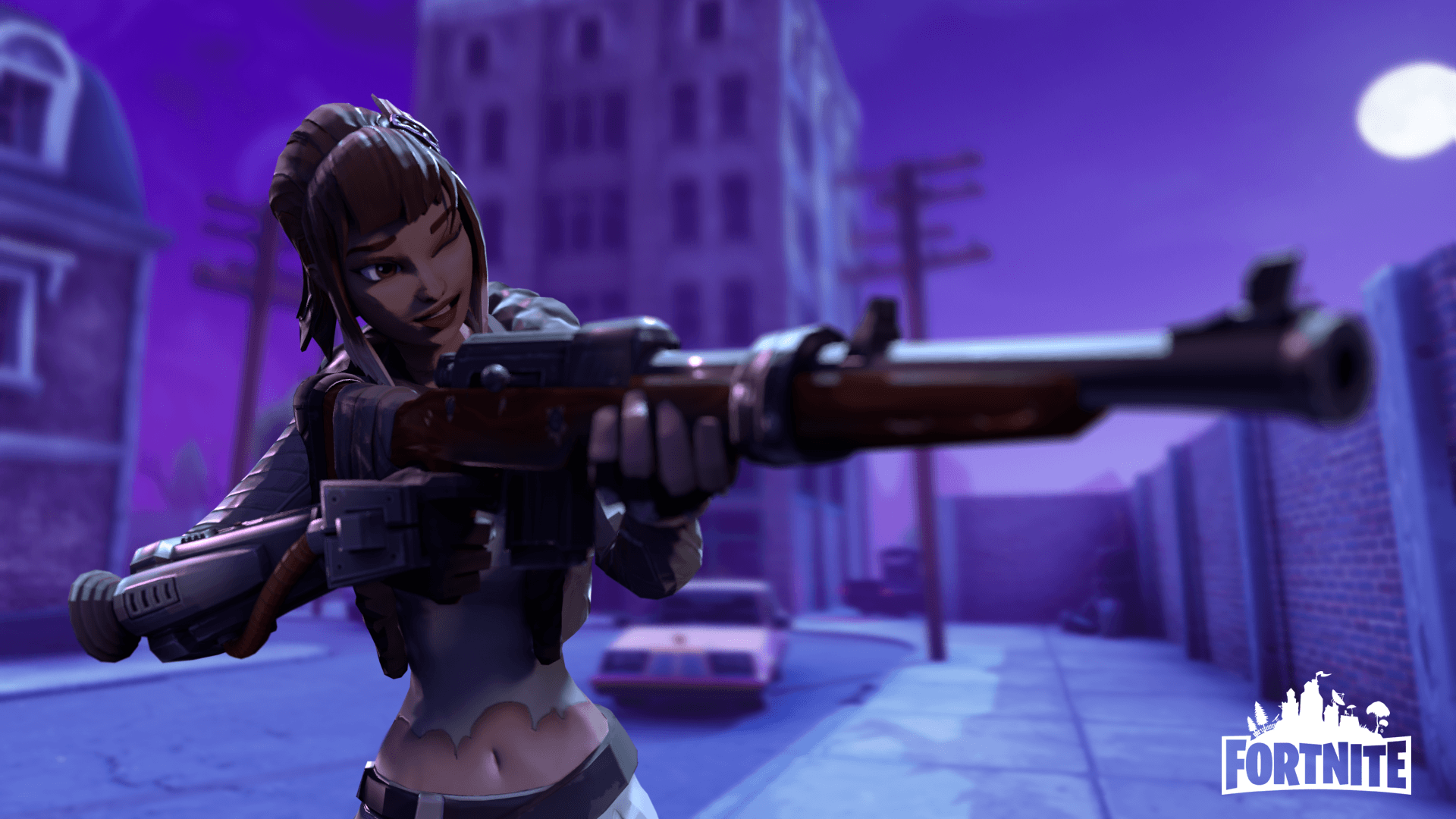 Personaggio Fortnite con fucile, 1920x1080 Full HD, PC