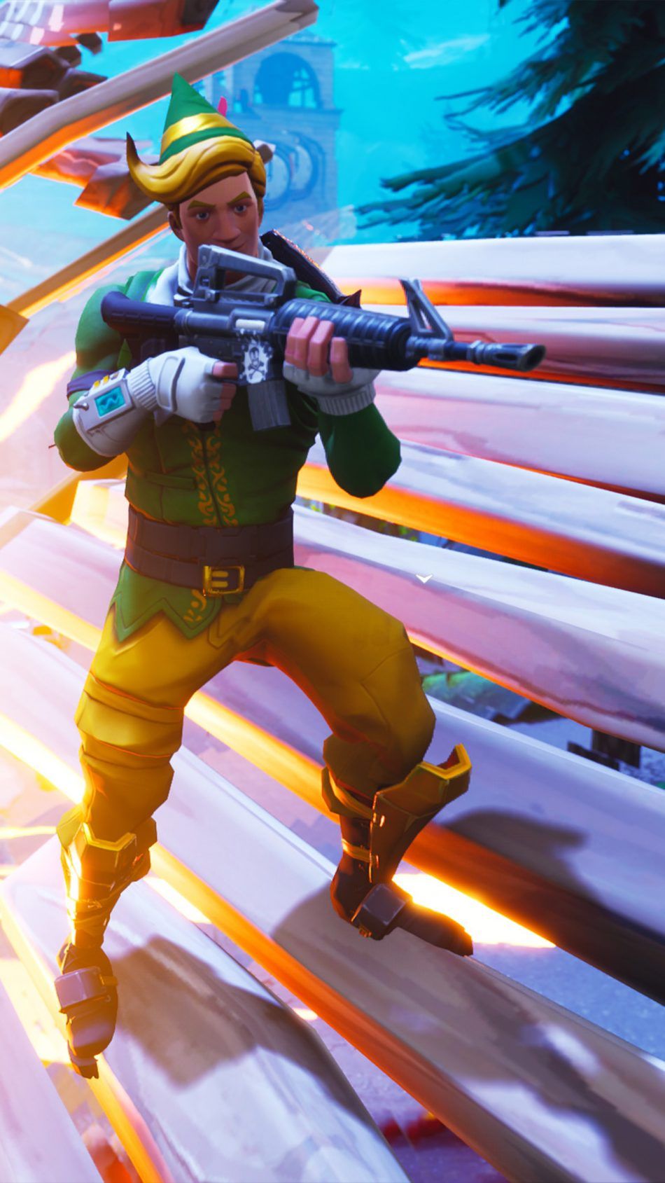 Personaggio Fortnite con fucile, 950x1689 Full HD Verticale, iPhone