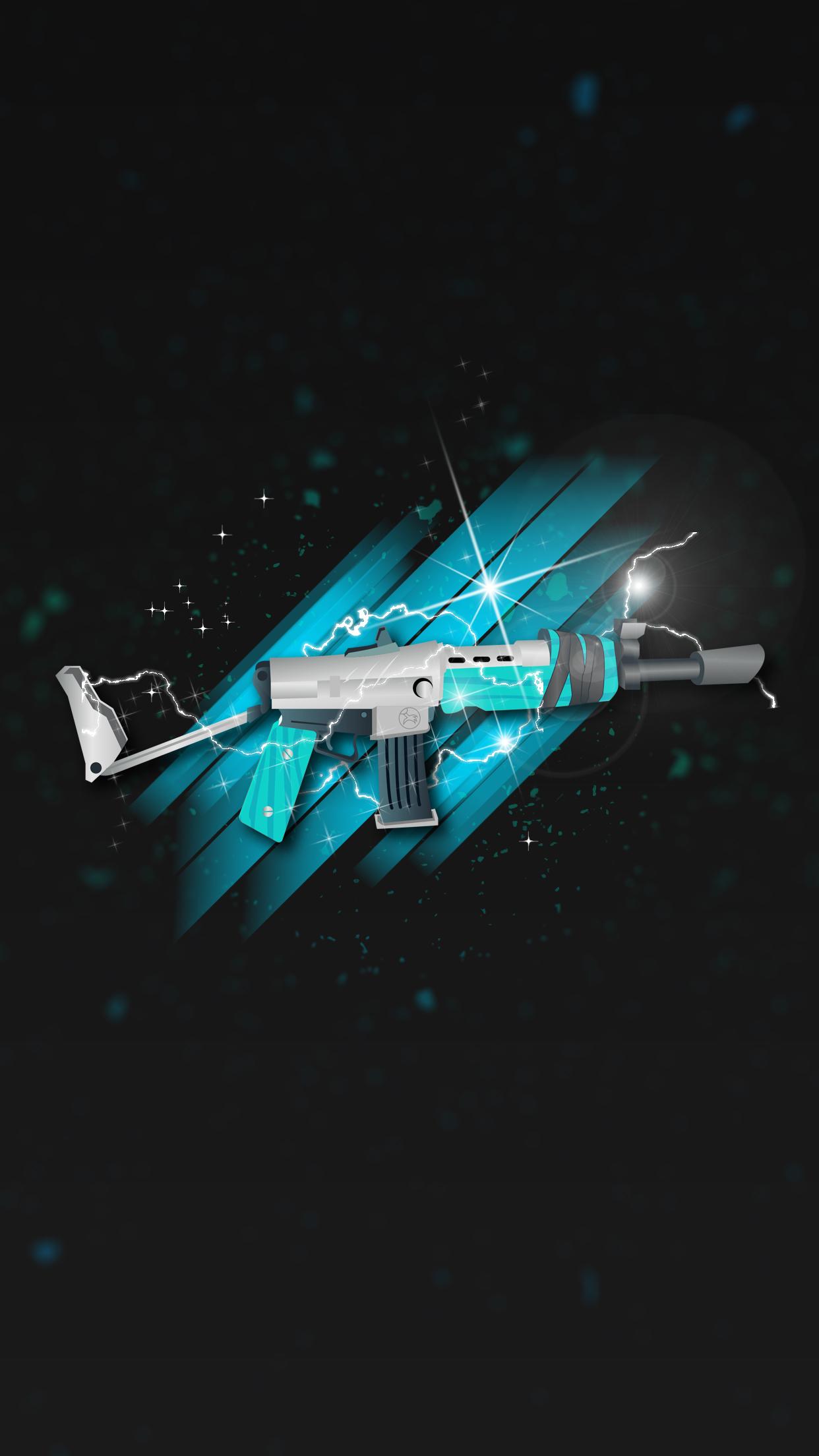 Fucile leggendario Fortnite blu, 1242x2208 Verticale, Telefono