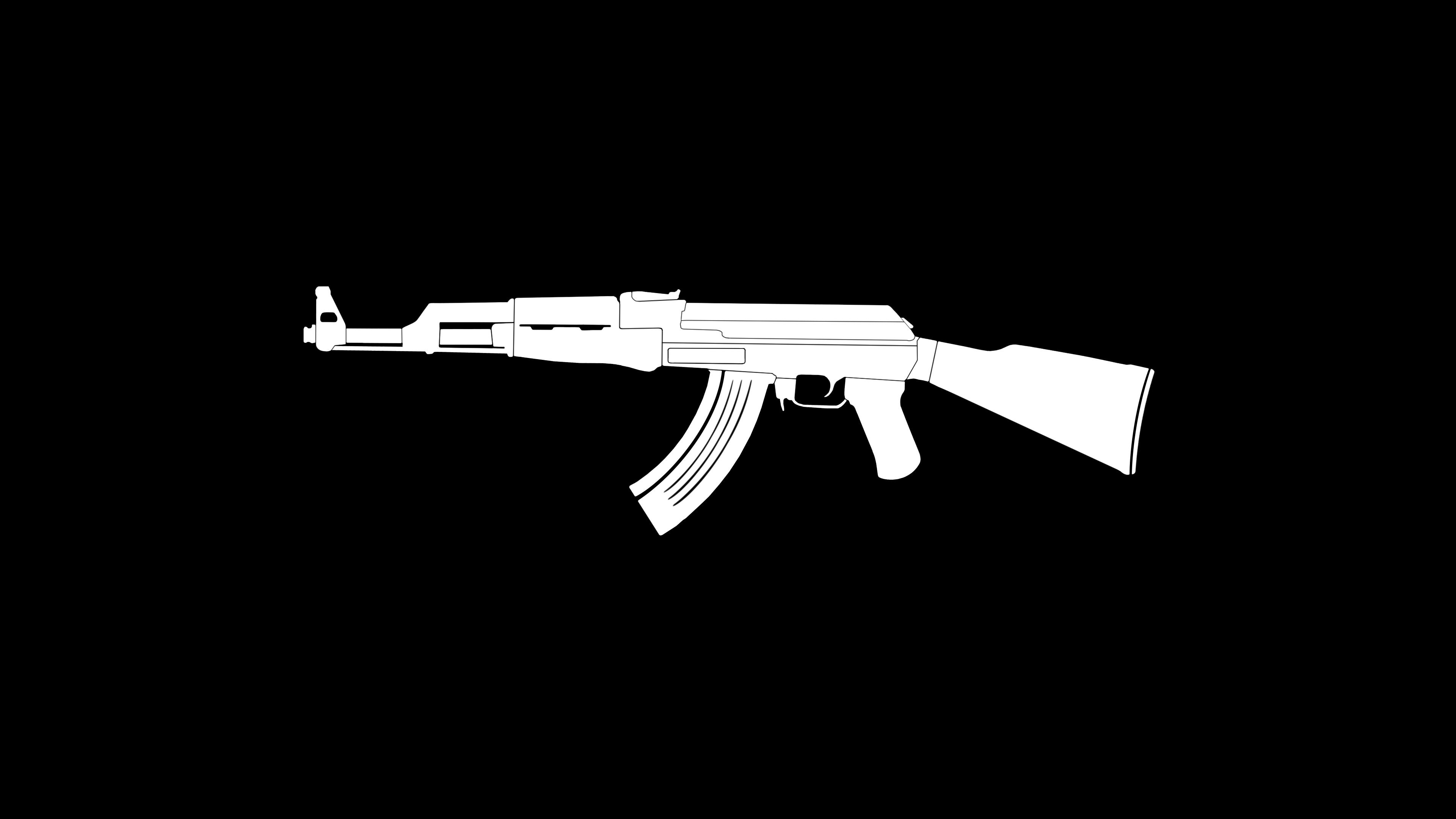 Fucile AK47 minimalista bianco, 3840x2160 4K, Desktop 4K
