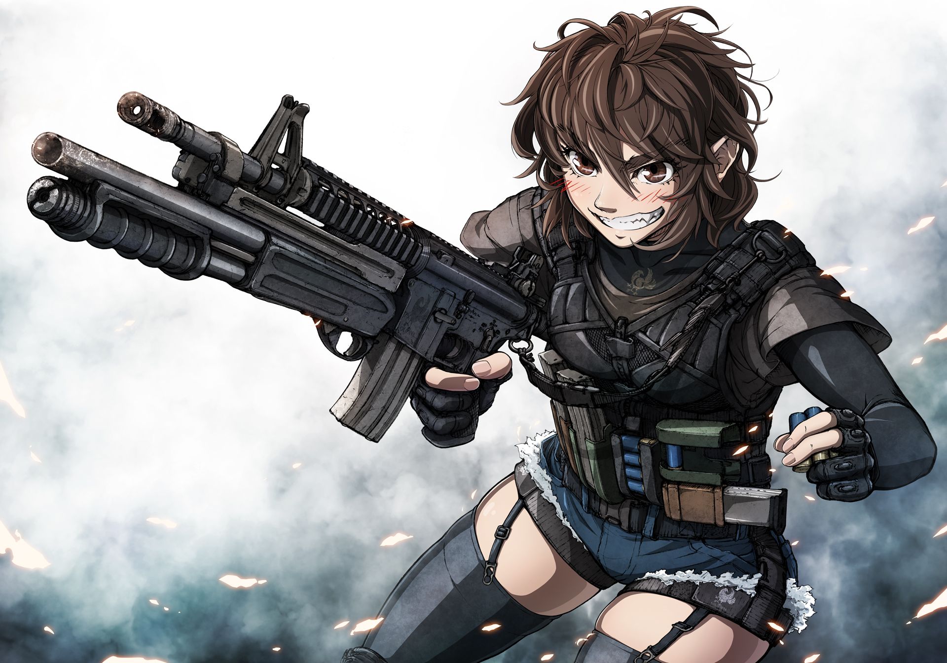 Ragazza anime con fucile, 1920x1344 Full HD+, Laptop