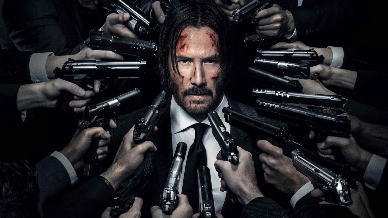 John Wick circondato pistole, 1280x720 HD, Desktop