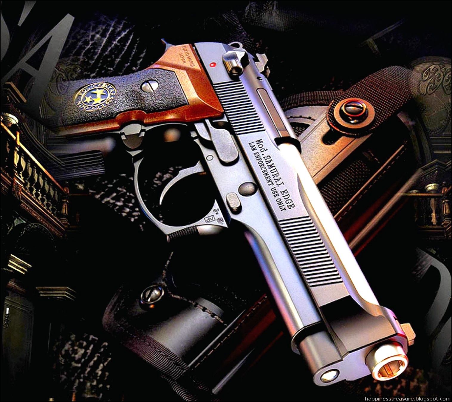 Pistola Beretta cromata nera, 1516x1348 HD, Desktop
