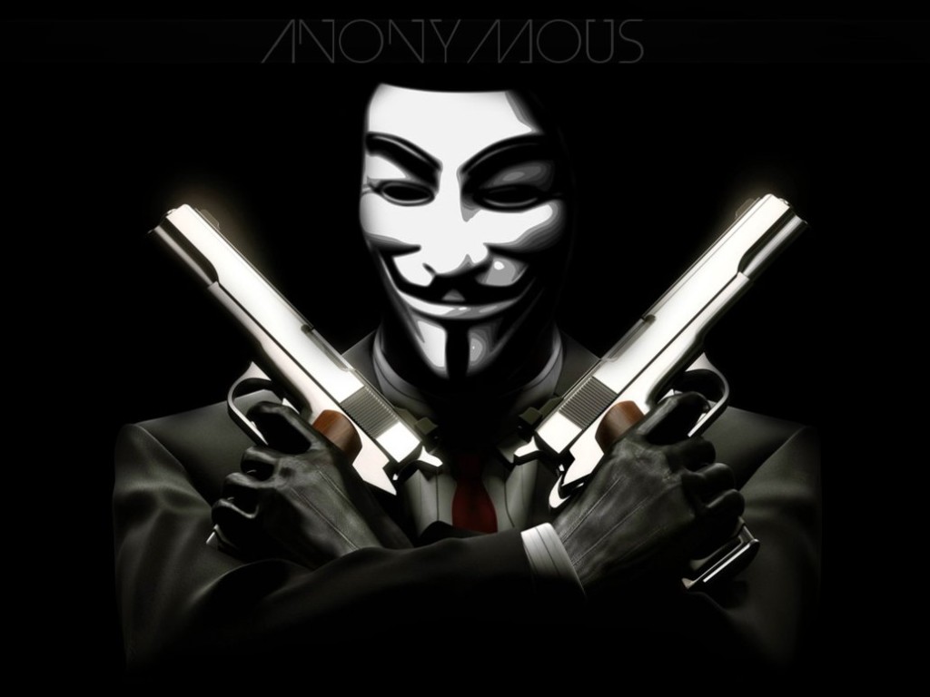 Maschera Anonymous con pistole, 1024x768 HD, PC