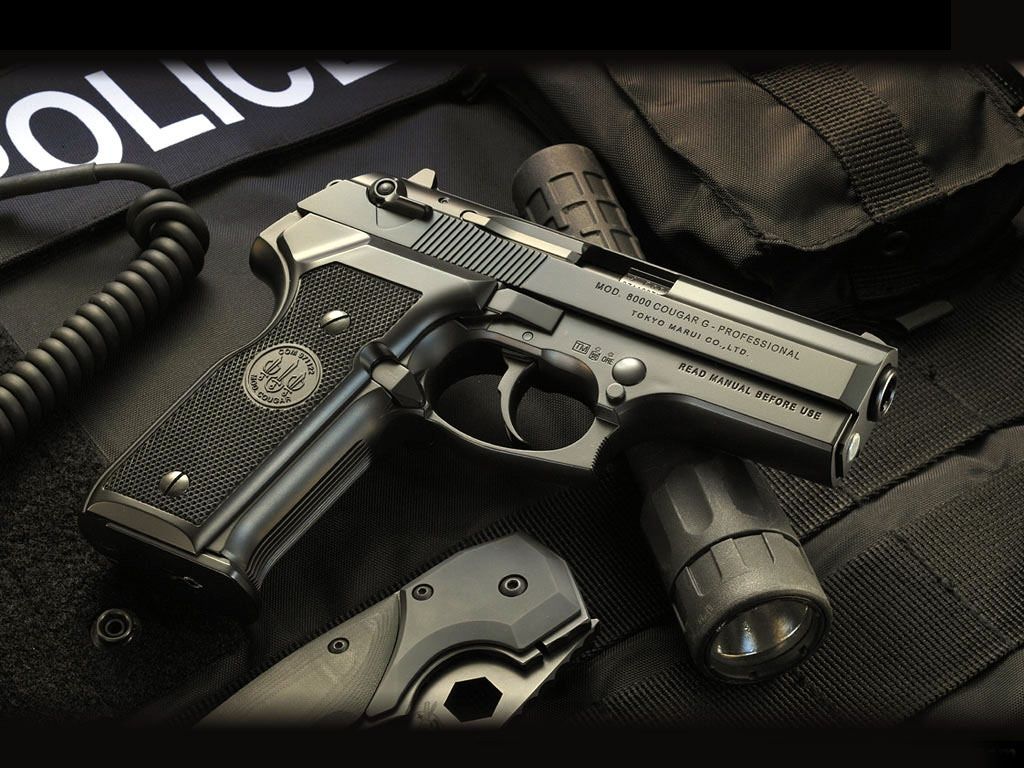 pistola nera equipaggiamento polizia, 1024x768 HD, Desktop