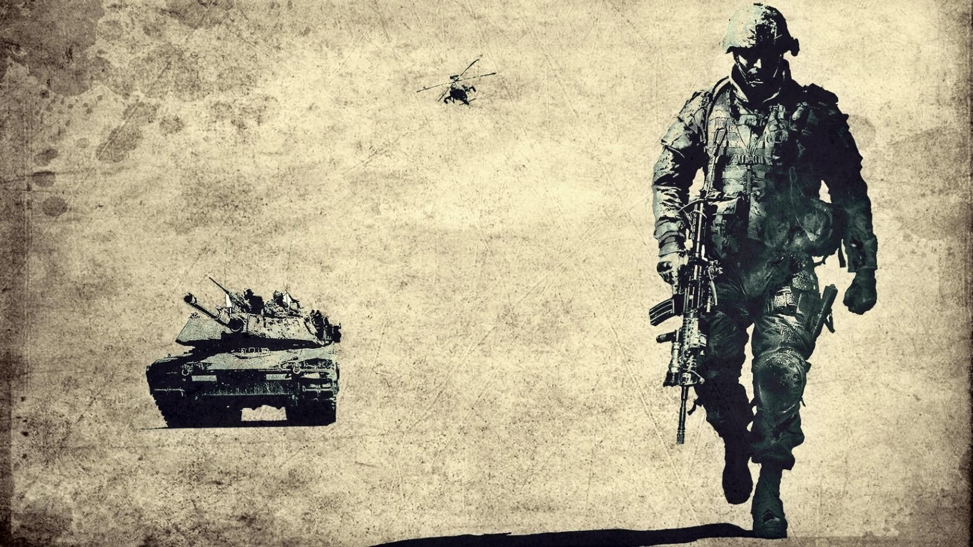 Soldato, carro armato ed elicottero, 1920x1080 Full HD, PC