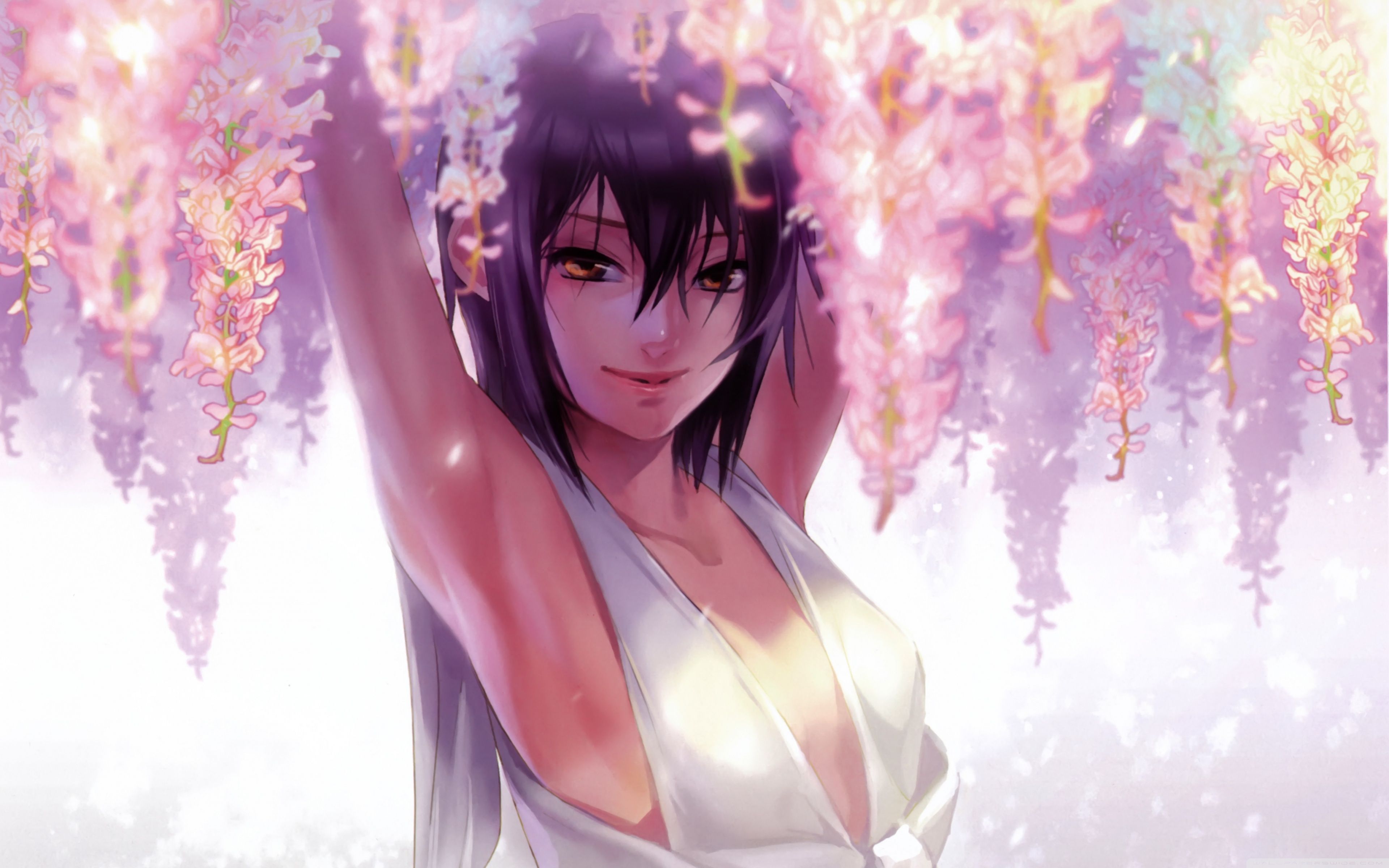 Ragazza anime capelli neri glicine, 3840x2400 UHD, Monitor 4K