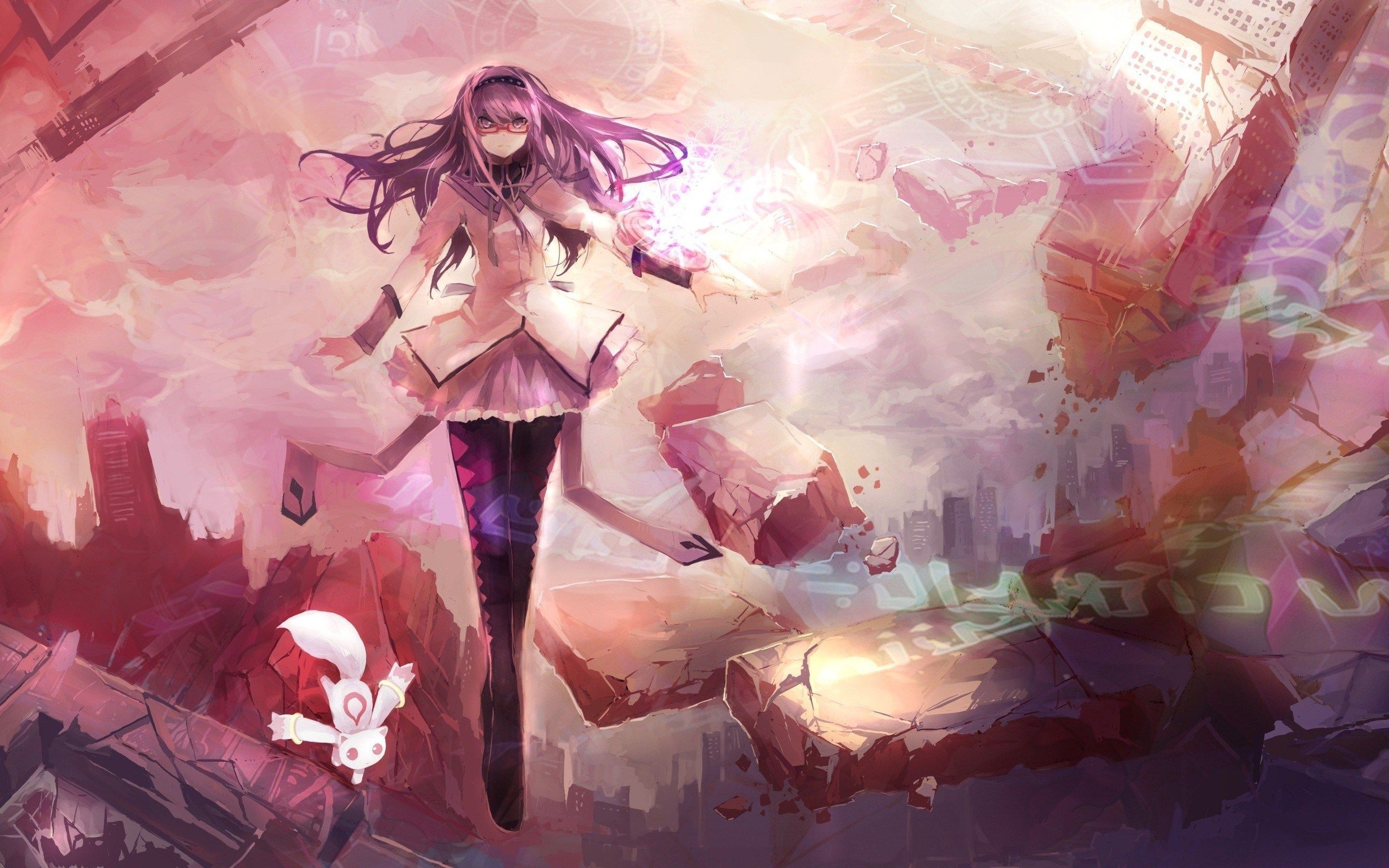 Ragazza anime con creatura bianca, 2560x1600 2K, Laptop