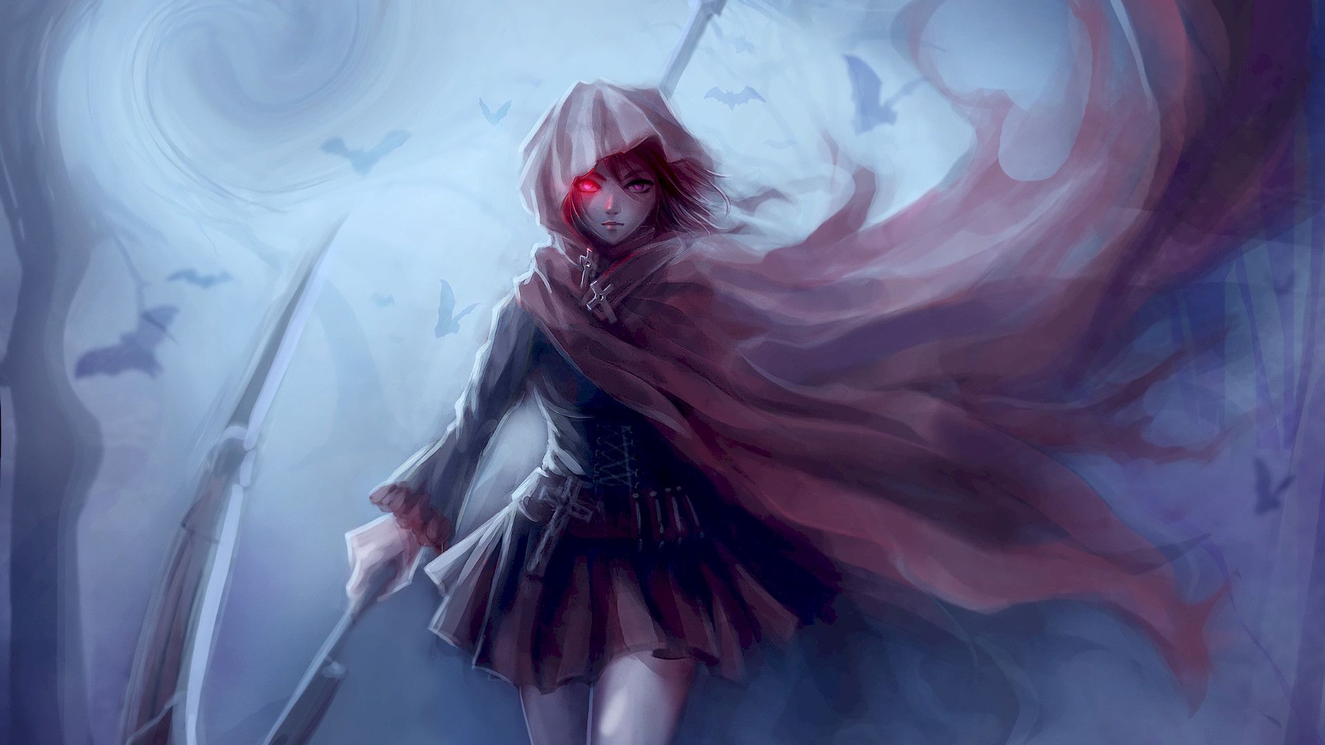 Guerriera anime con falce mantello, 1920x1080 1080p, Laptop
