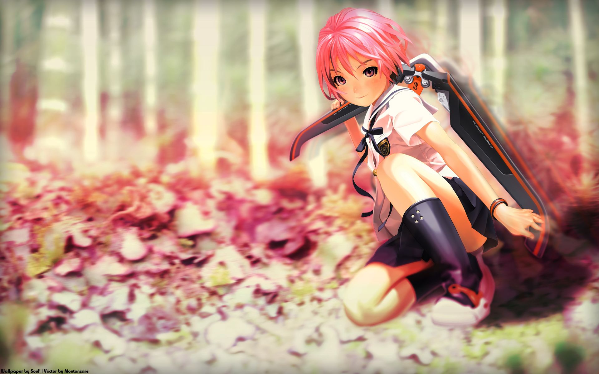 Ragazza anime capelli rosa foresta, 1920x1200 Full HD+ WUXGA, iMac