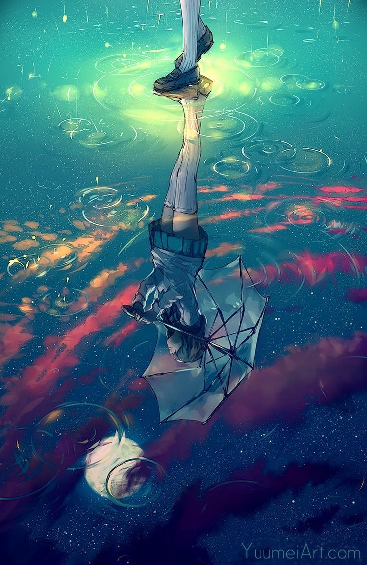 Ombrello riflesso acqua anime, 736x1134 Full HD Verticale, iPhone