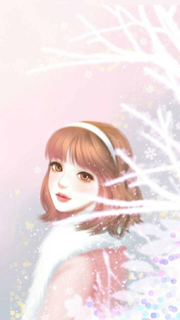 Ragazza cartoon coreana capelli castani, 1200x2132 Full HD Verticale, iPhone