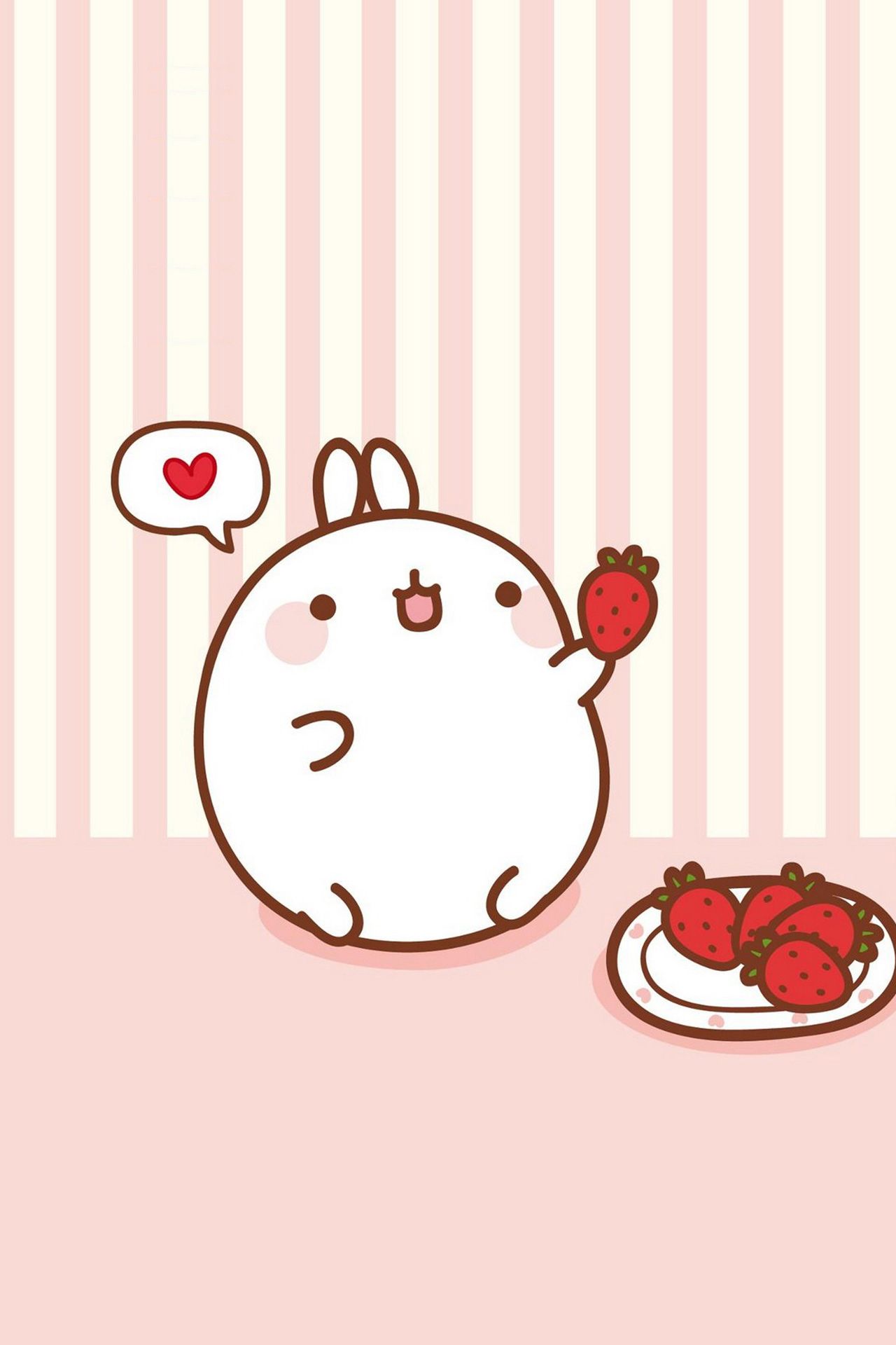 coniglietto kawaii con fragole, 1280x1920 Verticale, Telefono