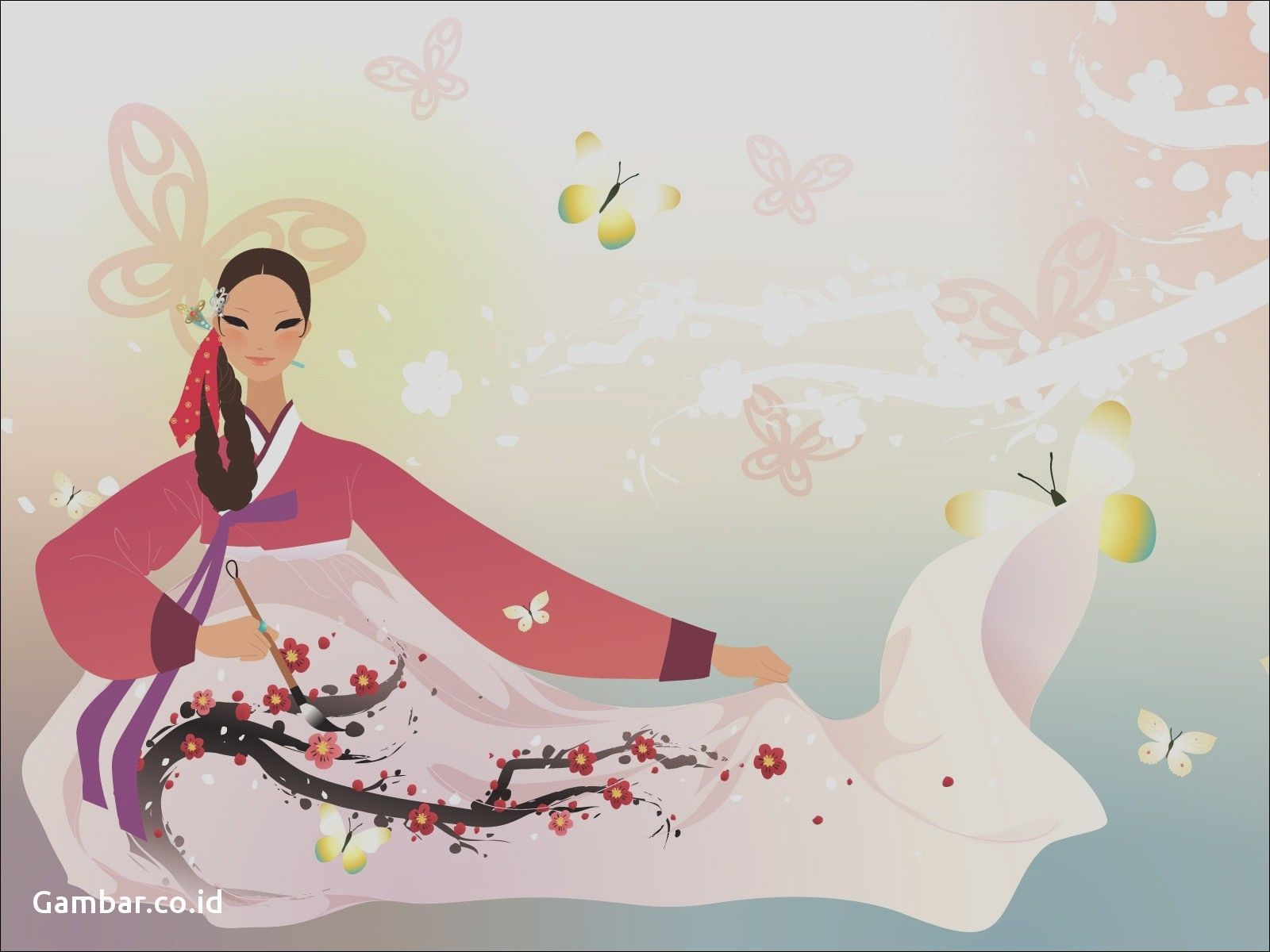 Ragazza cartoon coreana cuore, 720x1280 Verticale, Telefono