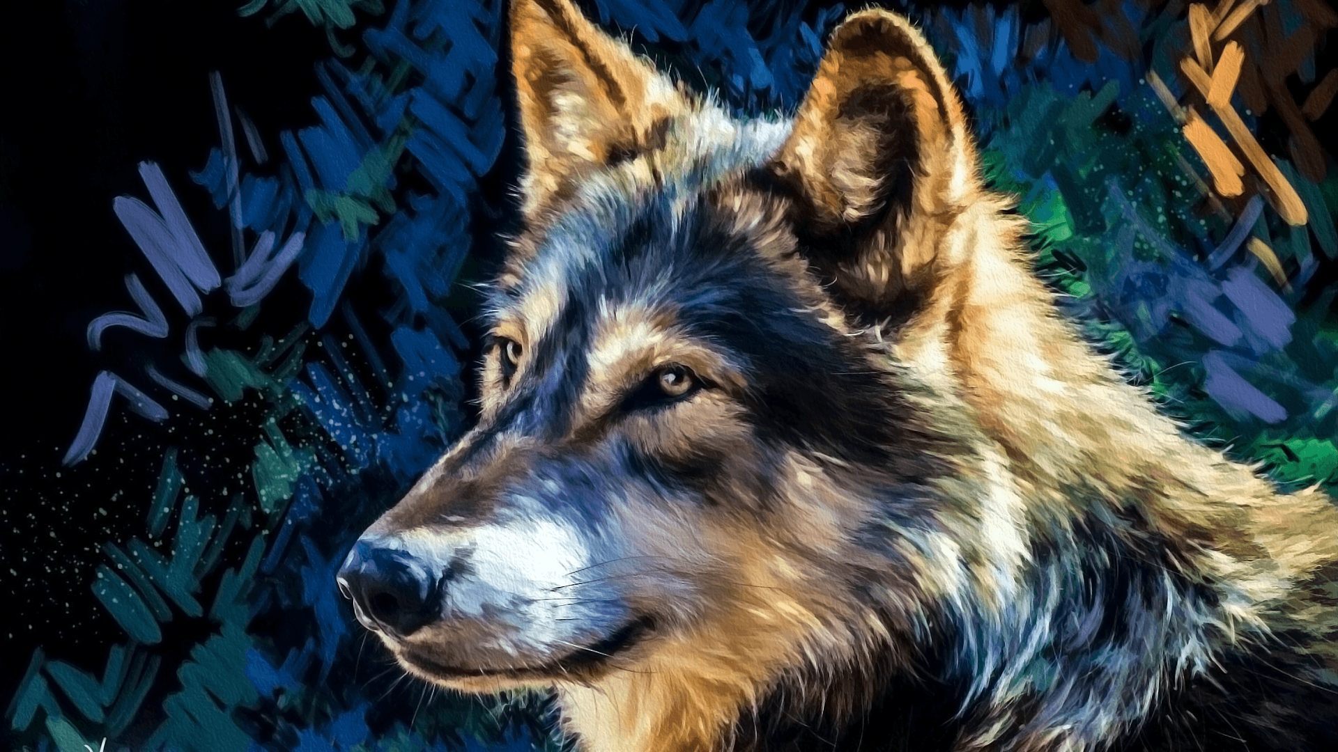 Lupo dipinto arte astratta, 1920x1080 Full HD 1080p, Desktop