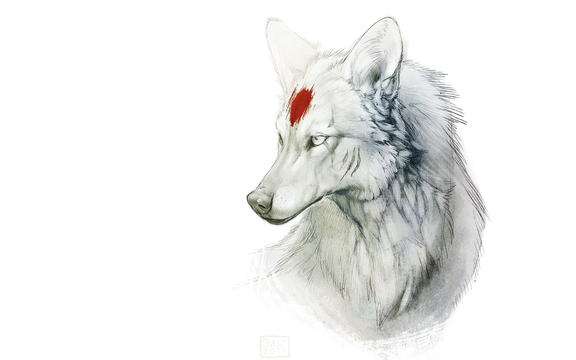 Lupo bianco disegno artistico, 1920x1200 Full HD+ WUXGA, Desktop