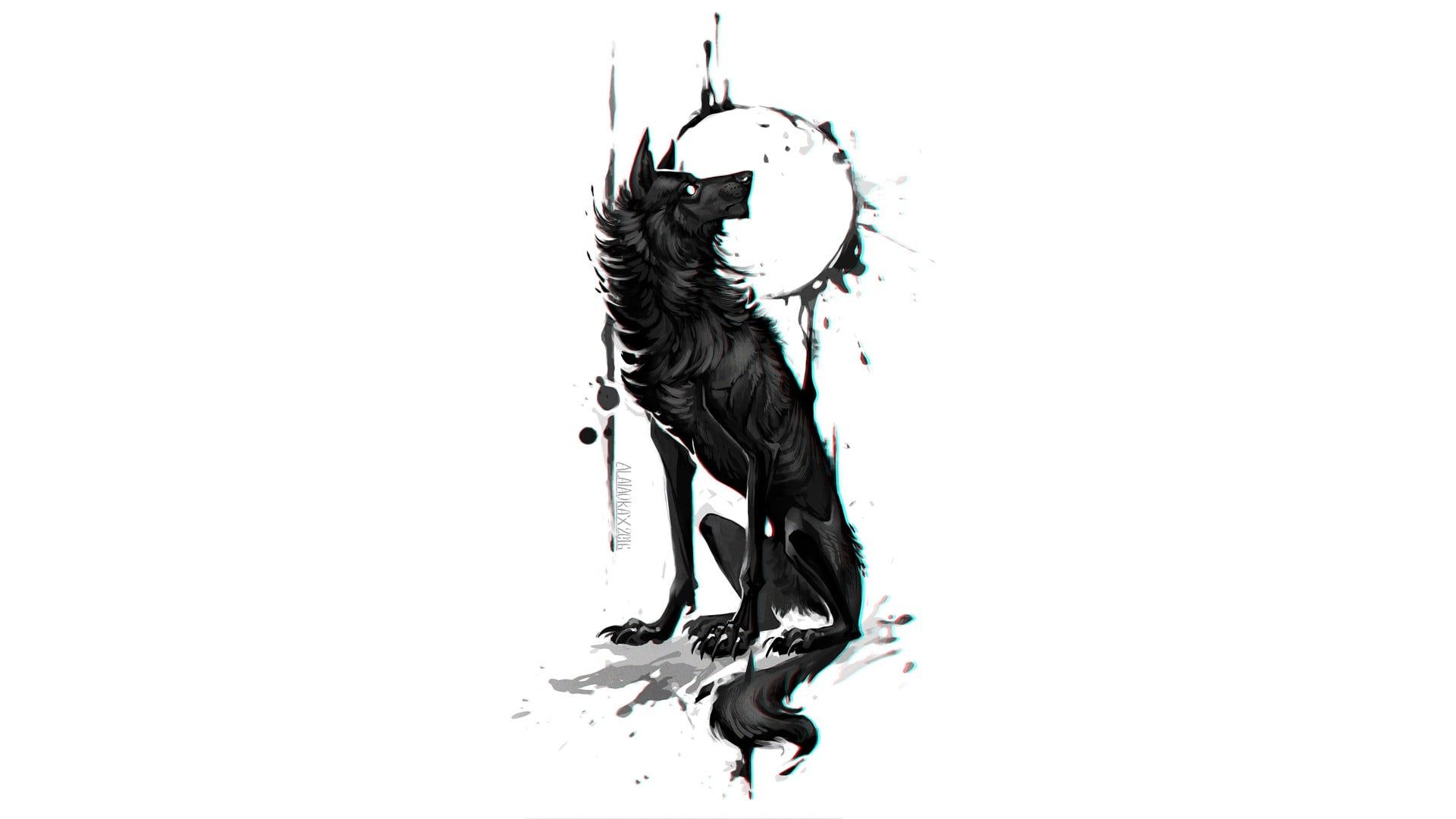 Lupo nero illustrazione astratta, 1920x1080 Full HD 1080p, Laptop