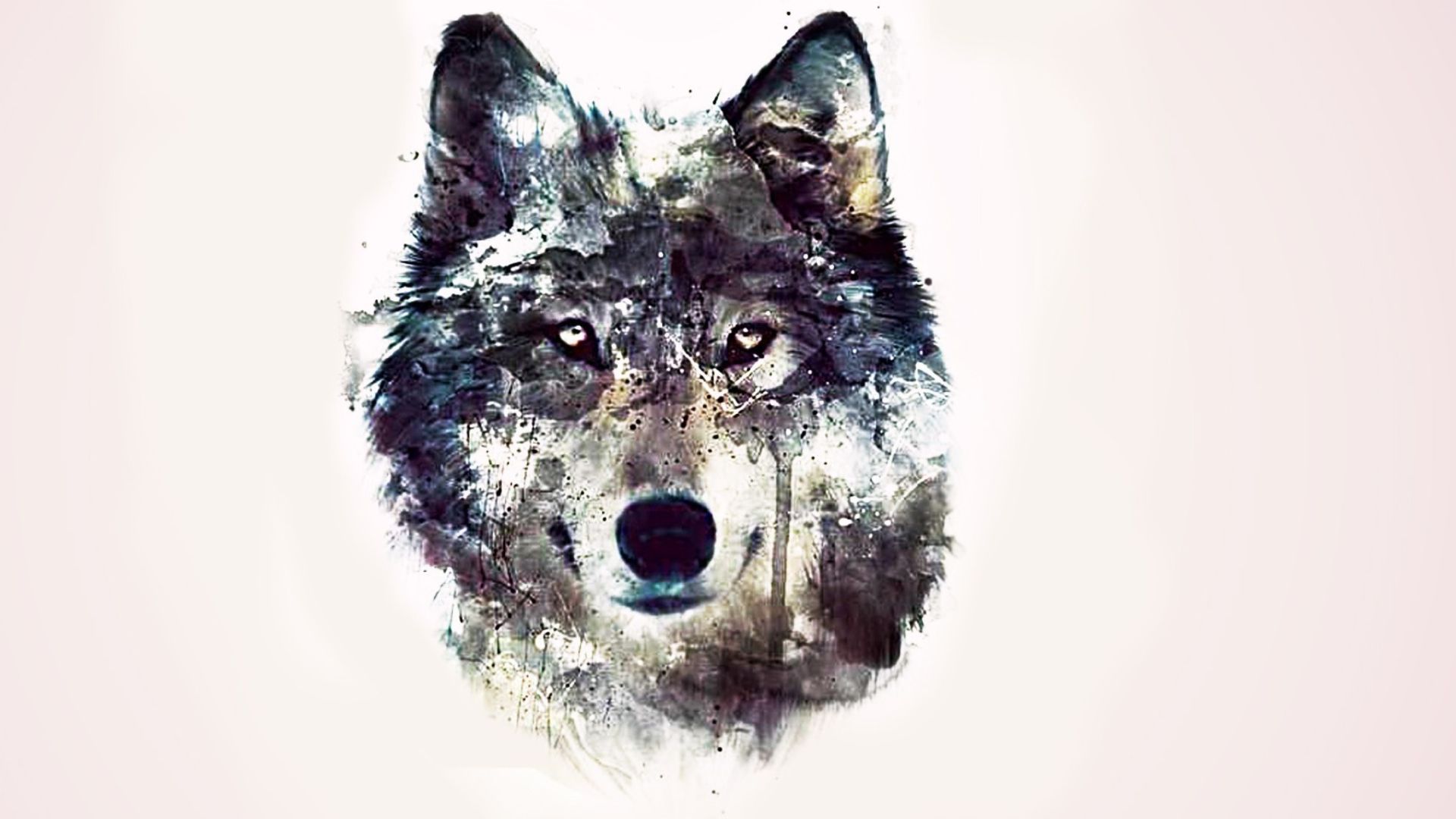 Lupo artistico dipinto acquerello, 1920x1080 Full HD 1080p, PC