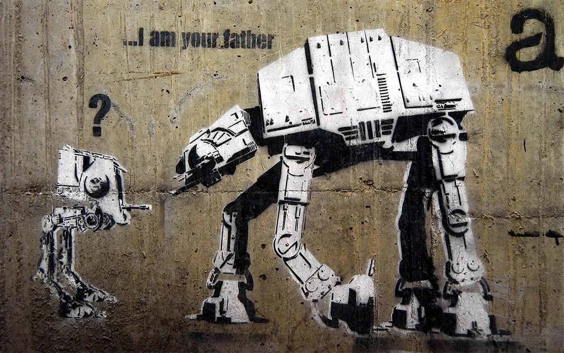 Banksy graffiti AT-AT Star Wars, saga fantascientifica, 1920x1200 Full HD+ WUXGA, Desktop