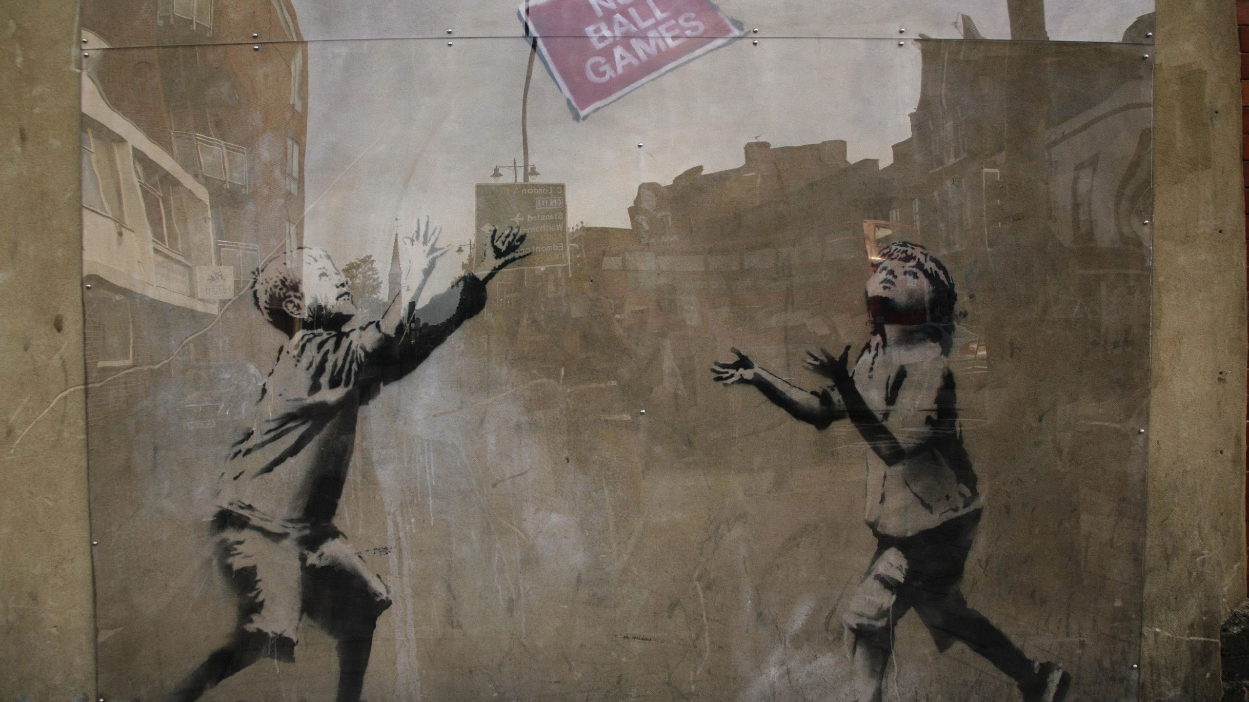 Bambini che giocano murale Banksy, 2560x1440 QHD, Laptop