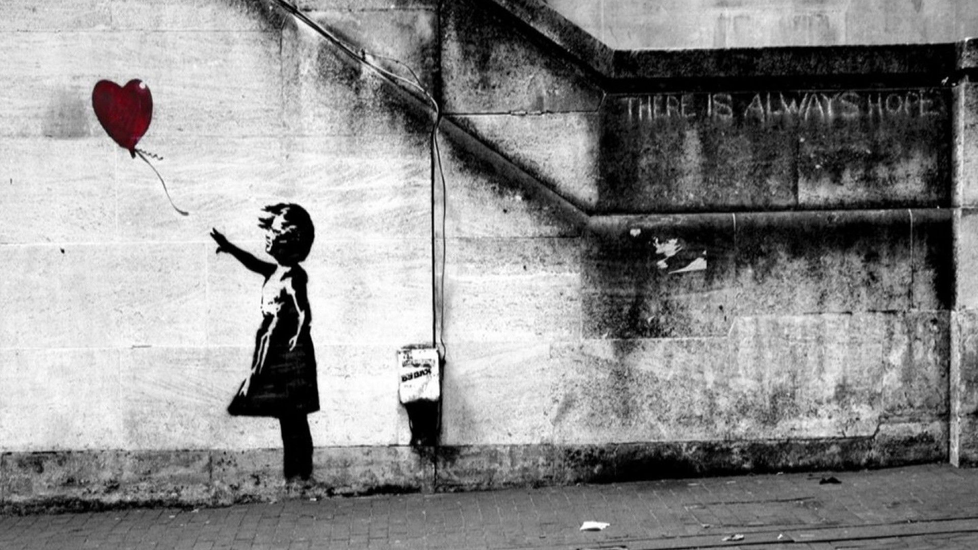 Bambina con palloncino rosso Banksy, 1920x1080 Full HD 1080p, PC Desktop