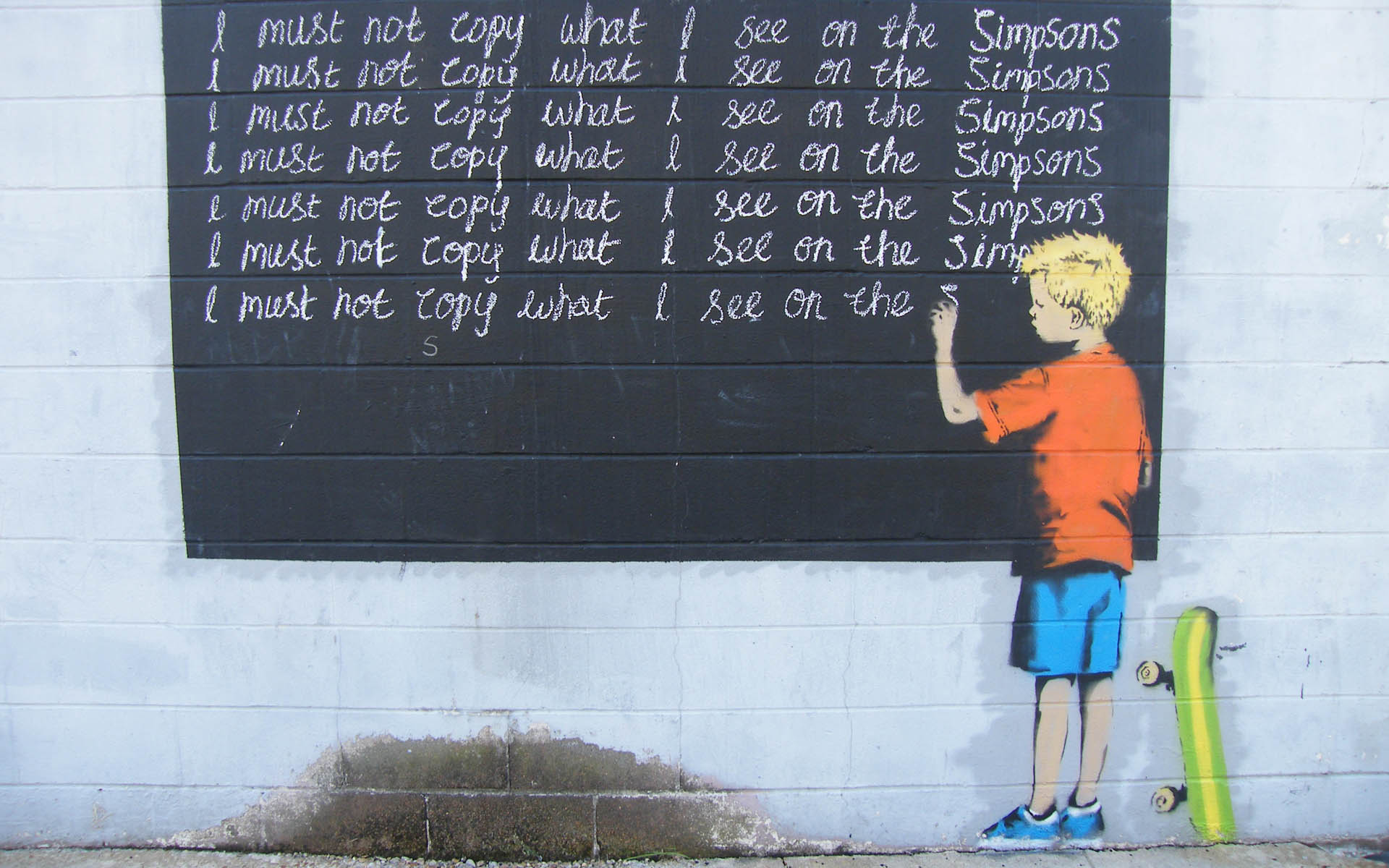 Banksy bambino lavagna Simpsons, 1920x1200 Full HD+, Laptop