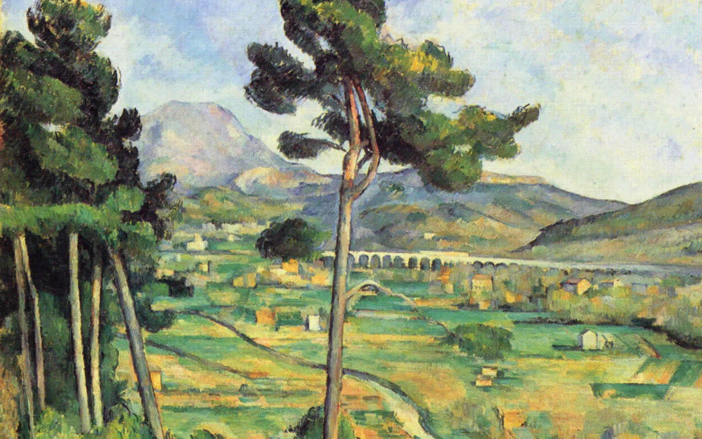 Paesaggio impressionista con montagna e alberi, 1440x900 720p, PC