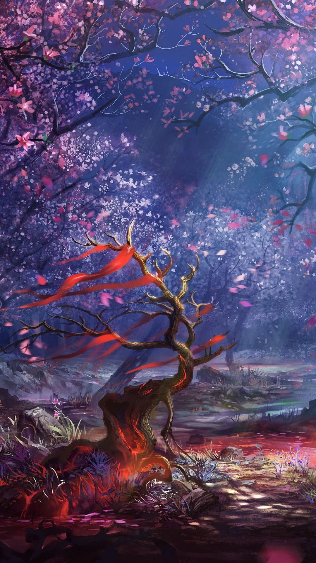 Albero di ciliegio fantasy, 1080x1920 Verticale, Mobile