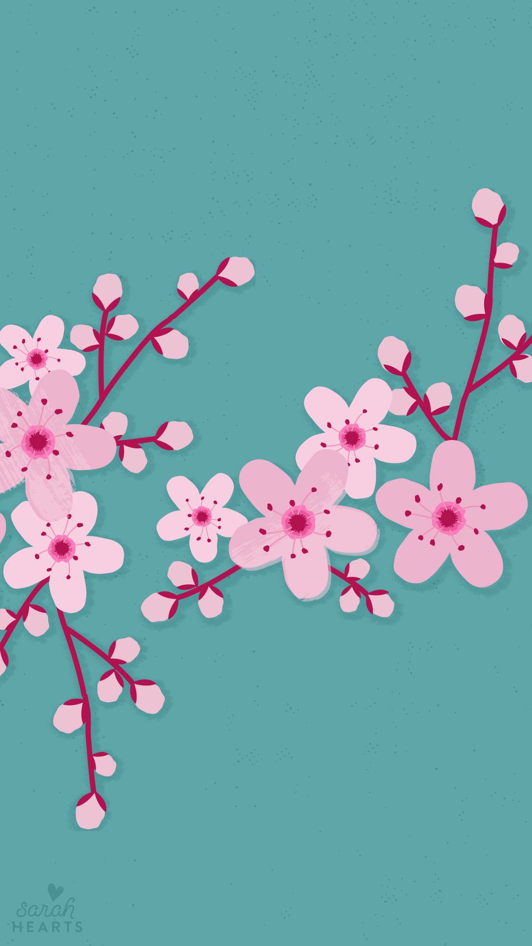 Fiori di ciliegio illustrati rosa, 1080x1920 Verticale, Mobile