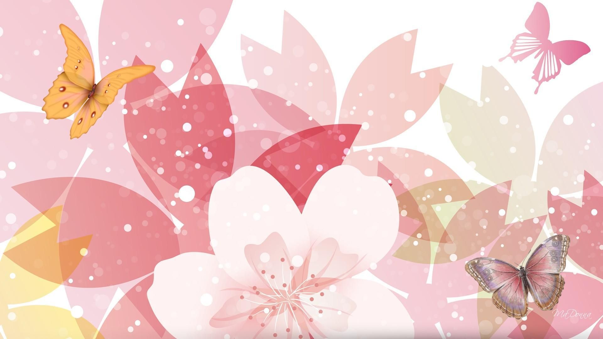 Fiori di ciliegio e farfalle, 1920x1080 Full HD, Desktop
