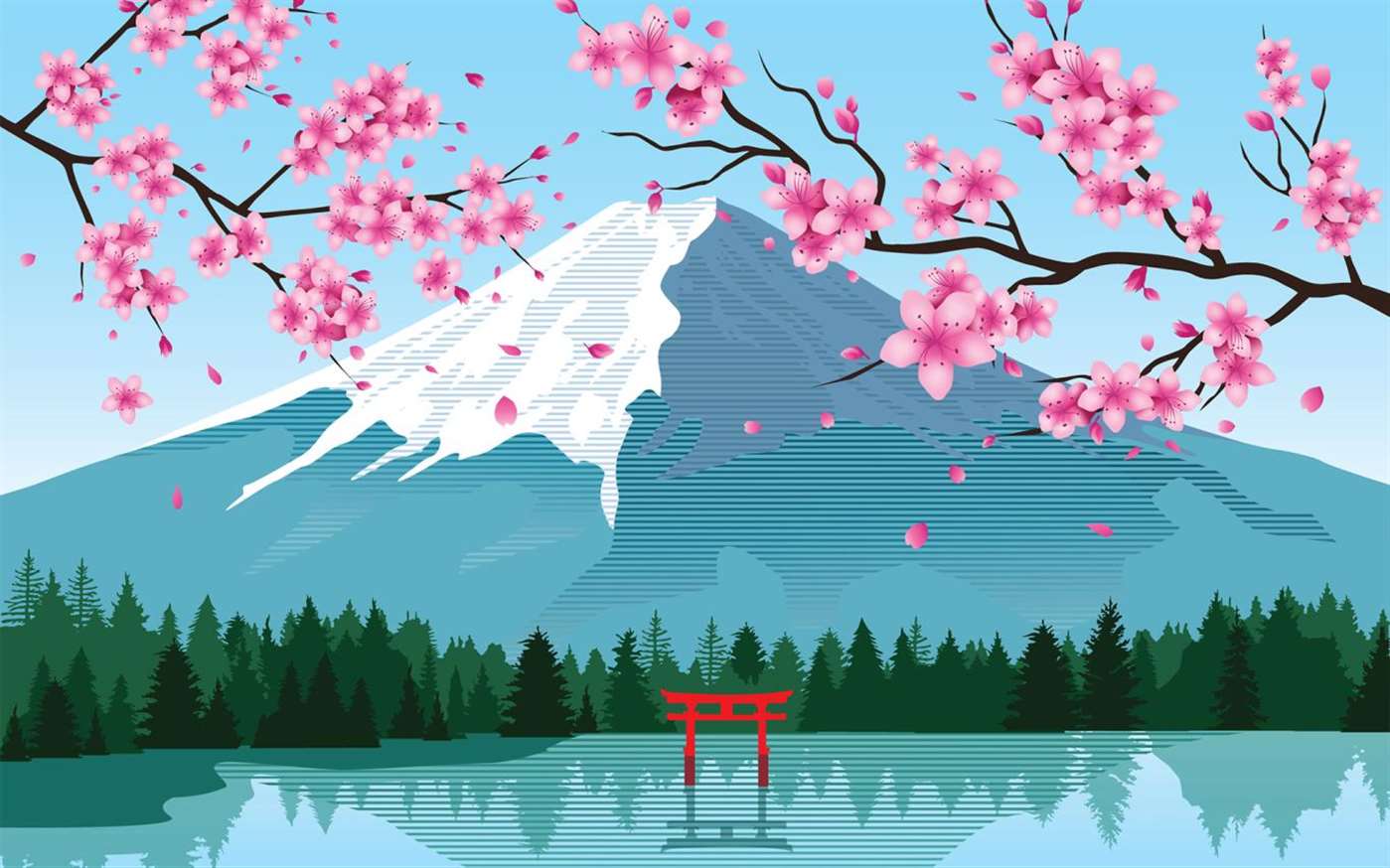Monte Fuji con fiori di ciliegio, 1399x874 720p, MacBook Air