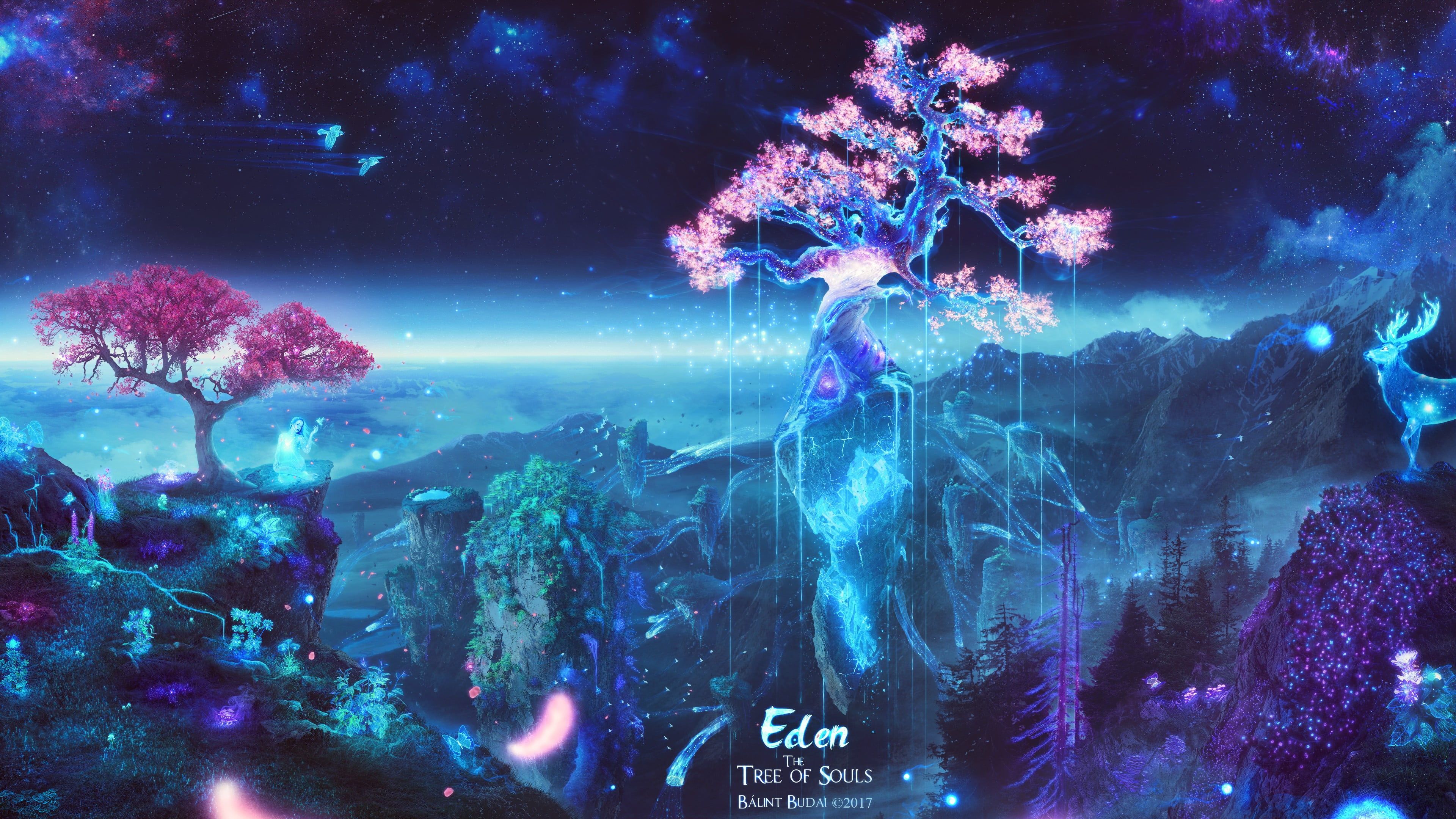 Albero ciliegio fantasy notturno, 3840x2160 UHD, PC 4K