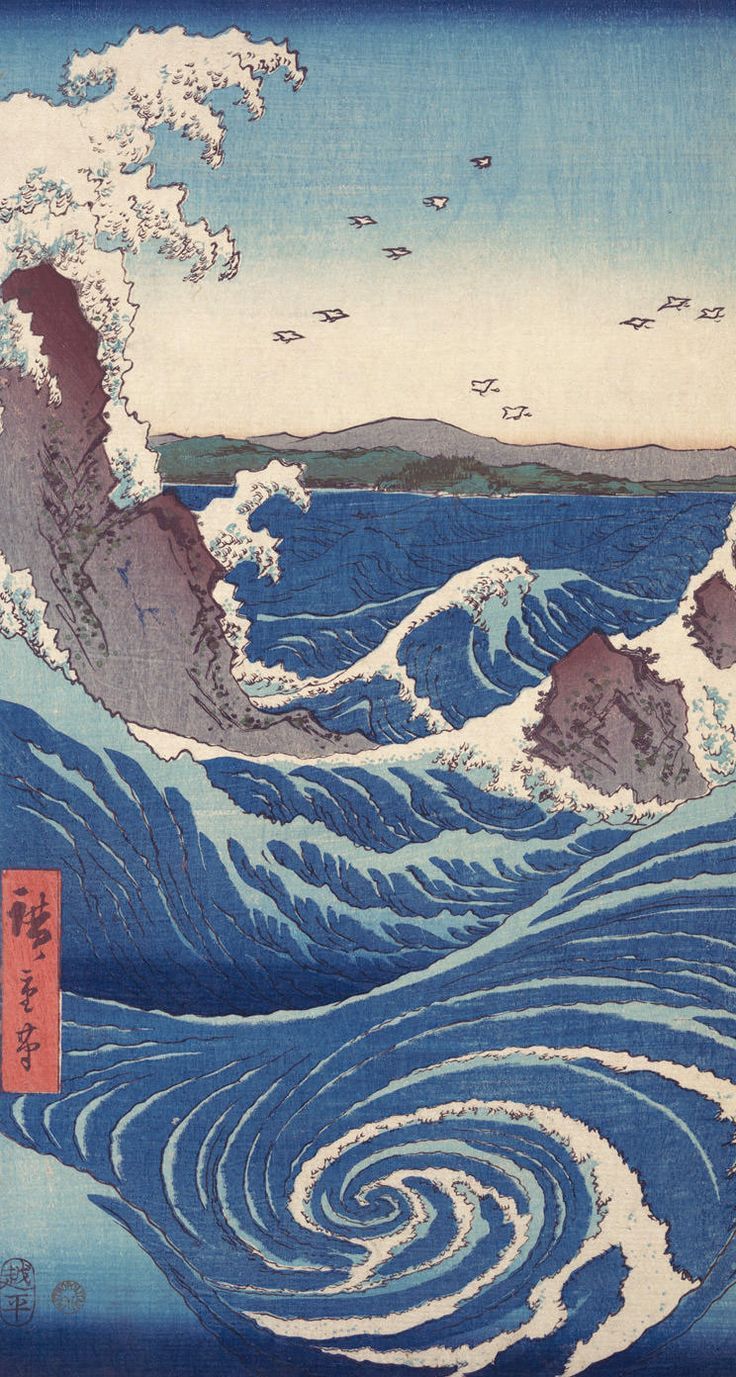 Onda e vortice, arte giapponese, 736x1377 Verticale, Mobile