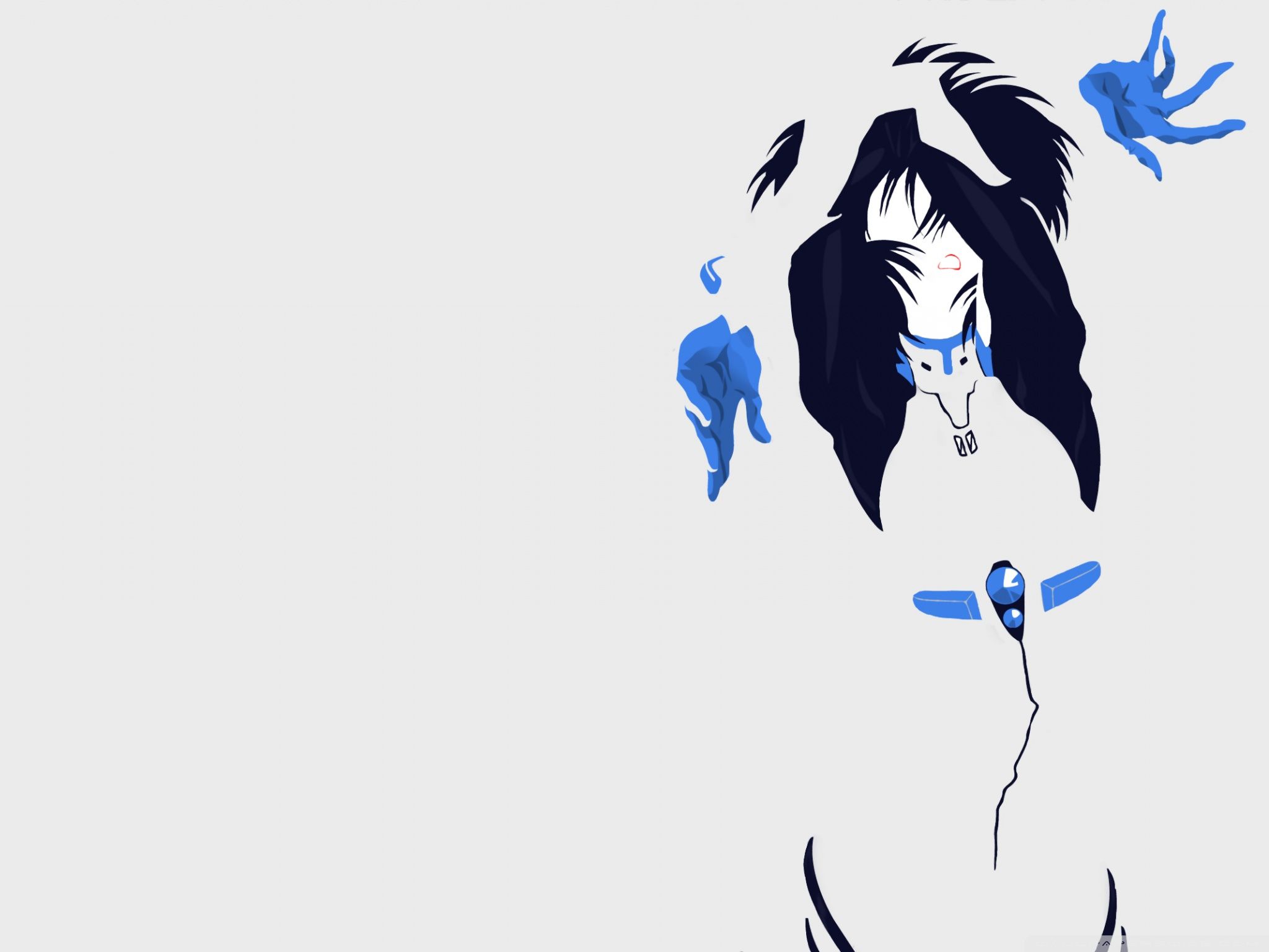 Personaggio manga astratto blu, 2048x1536 2K, PC