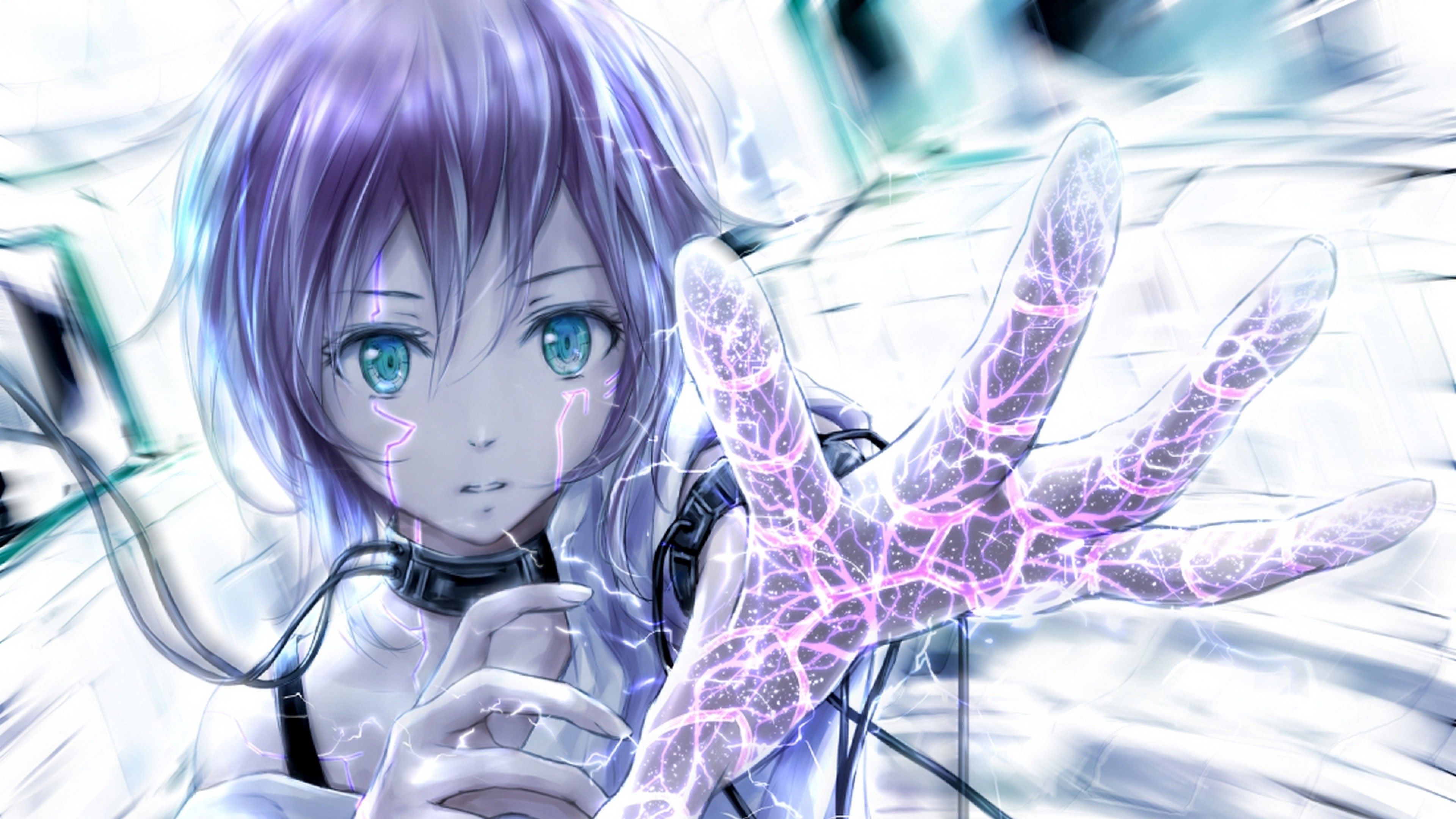 Ragazza anime mano cristallizzata, 3840x2160 4K Ultra HD, Monitor 4K