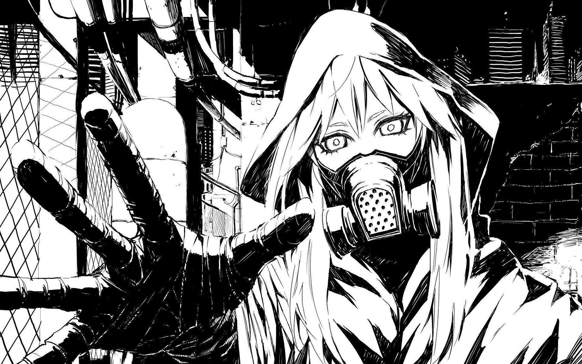 Ragazza anime con maschera antigas, 1920x1200 Full HD+ WUXGA, PC Desktop