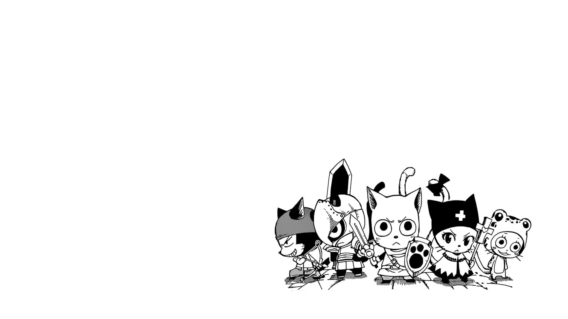 Gatti Fairy Tail bianco e nero, manga, 1920x1080 1080p, Desktop